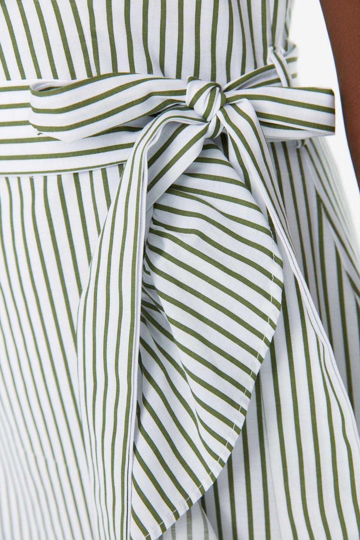 Striped Shirt Dress, Blue, large image number 7