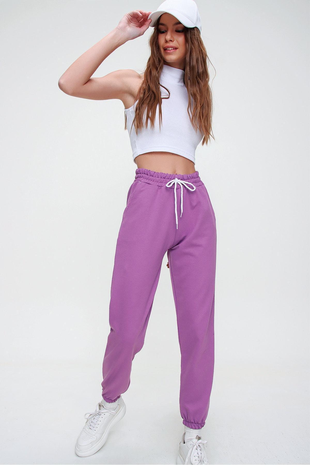 Purple Slim Sweatpants, Purple, medium