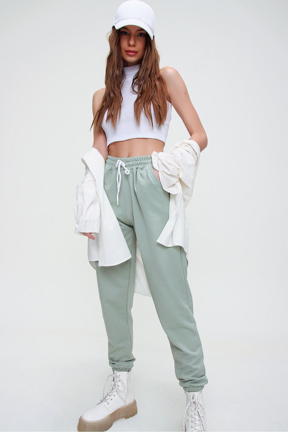 Green Slim Sweatpants, , large image number 1