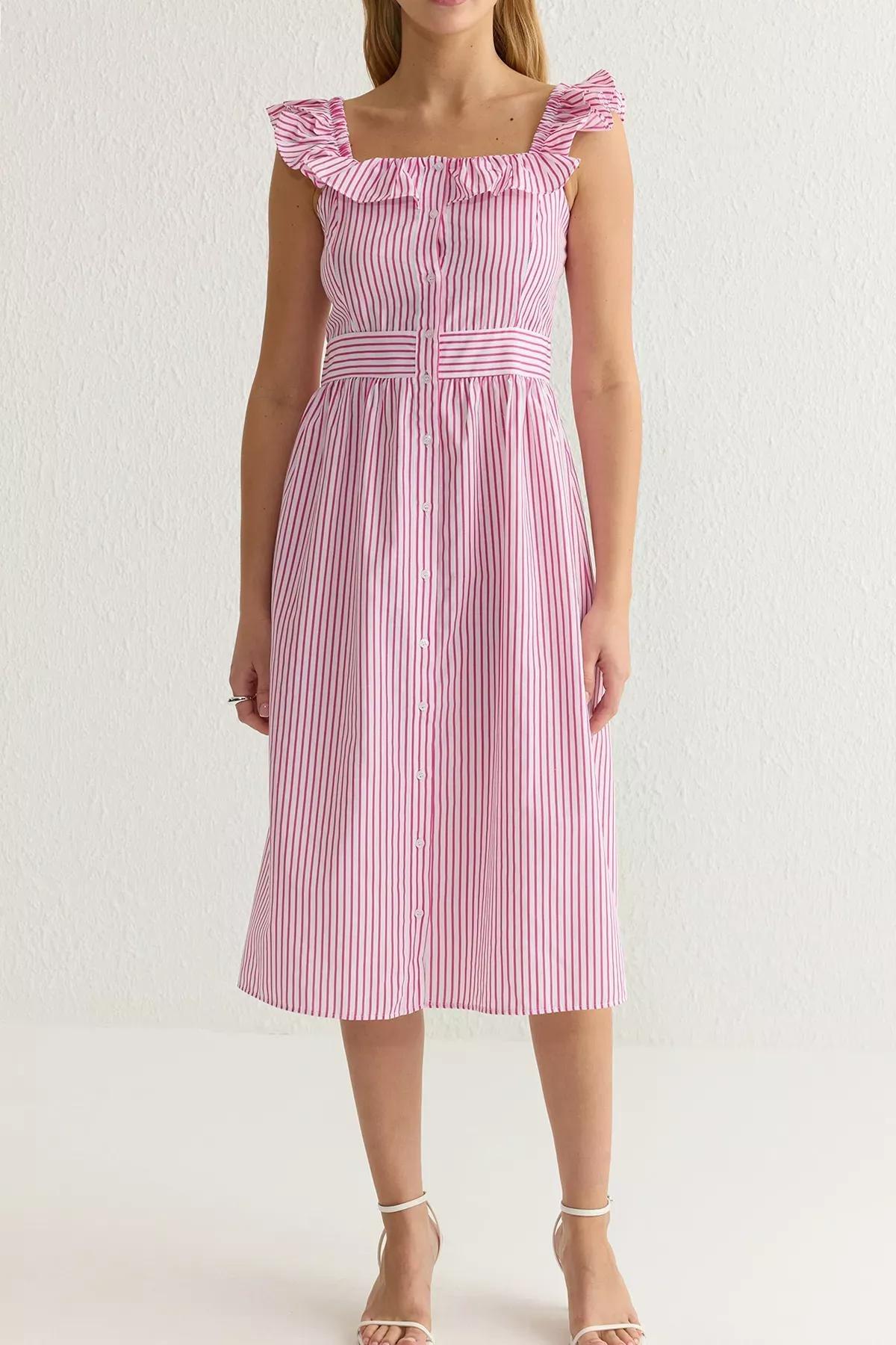 Striped Midi Shirt Dress, , large image number 3