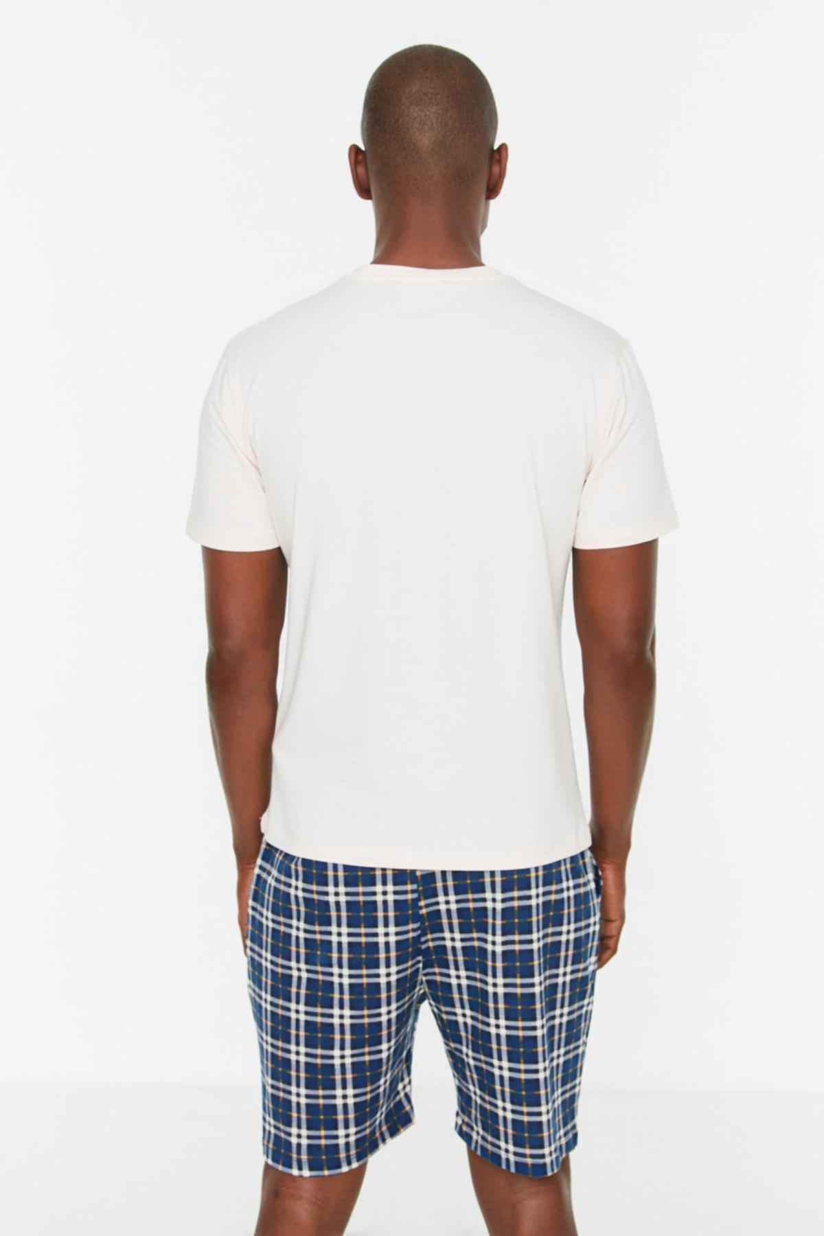 White Printed Plaid Pyjama Set, , large image number 4