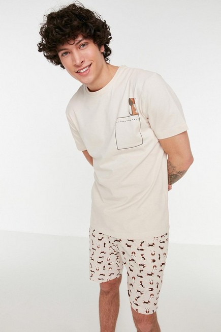 Trendyol - Beige Plain Pajama Set