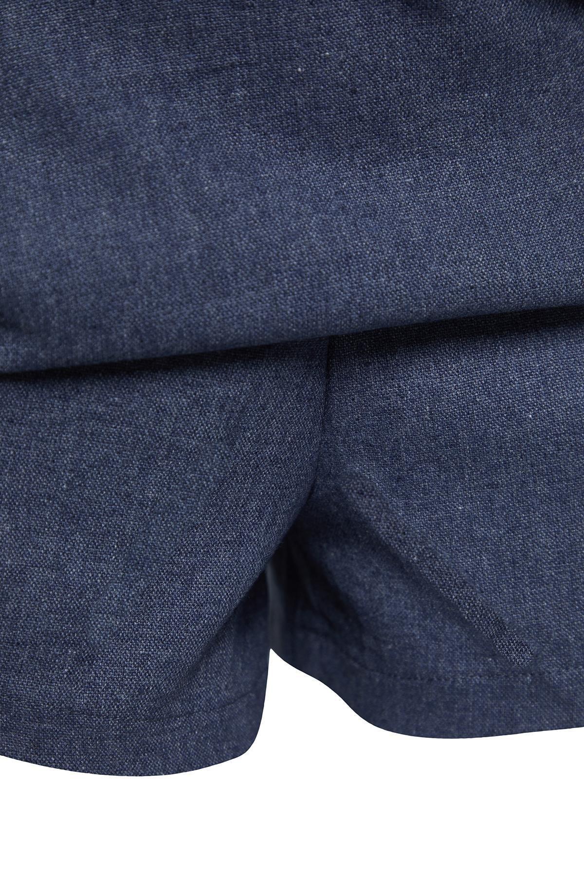 Blue Mini Linen-Blend Skirt, , large image number 6
