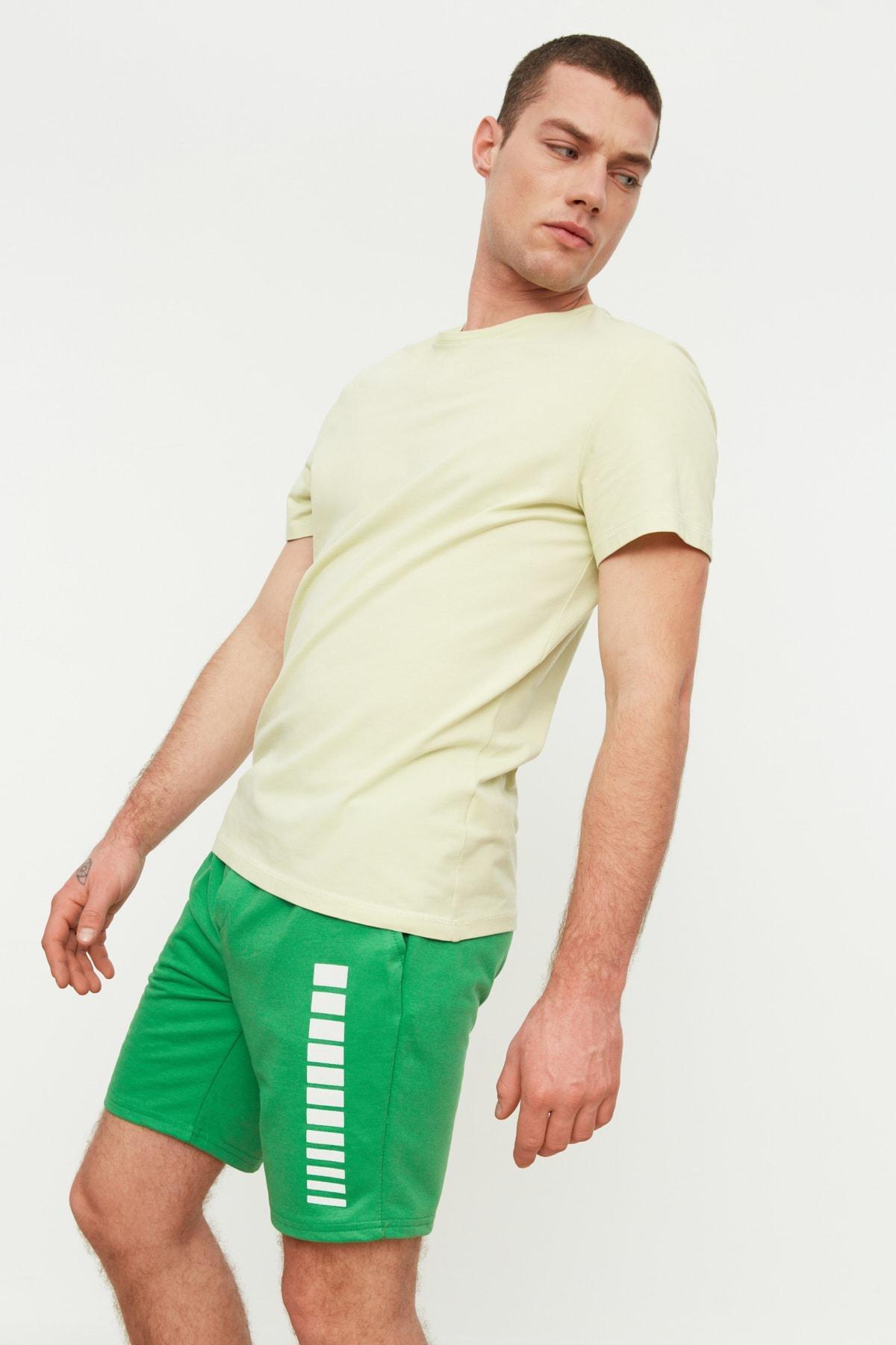 Green Colourblock Mid Waist Shorts, Green, large image number 3