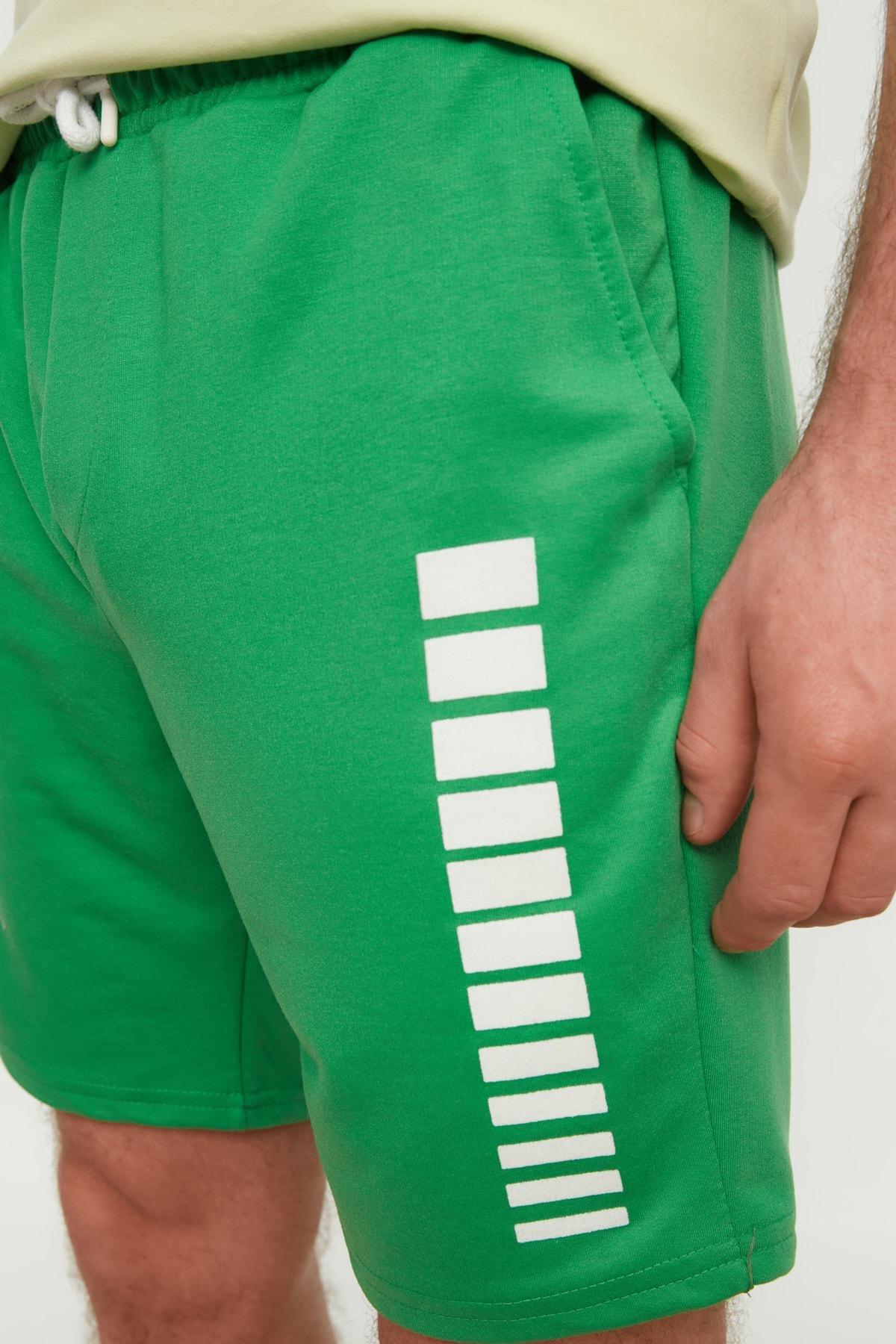 Green Colourblock Mid Waist Shorts, Green, large image number 5