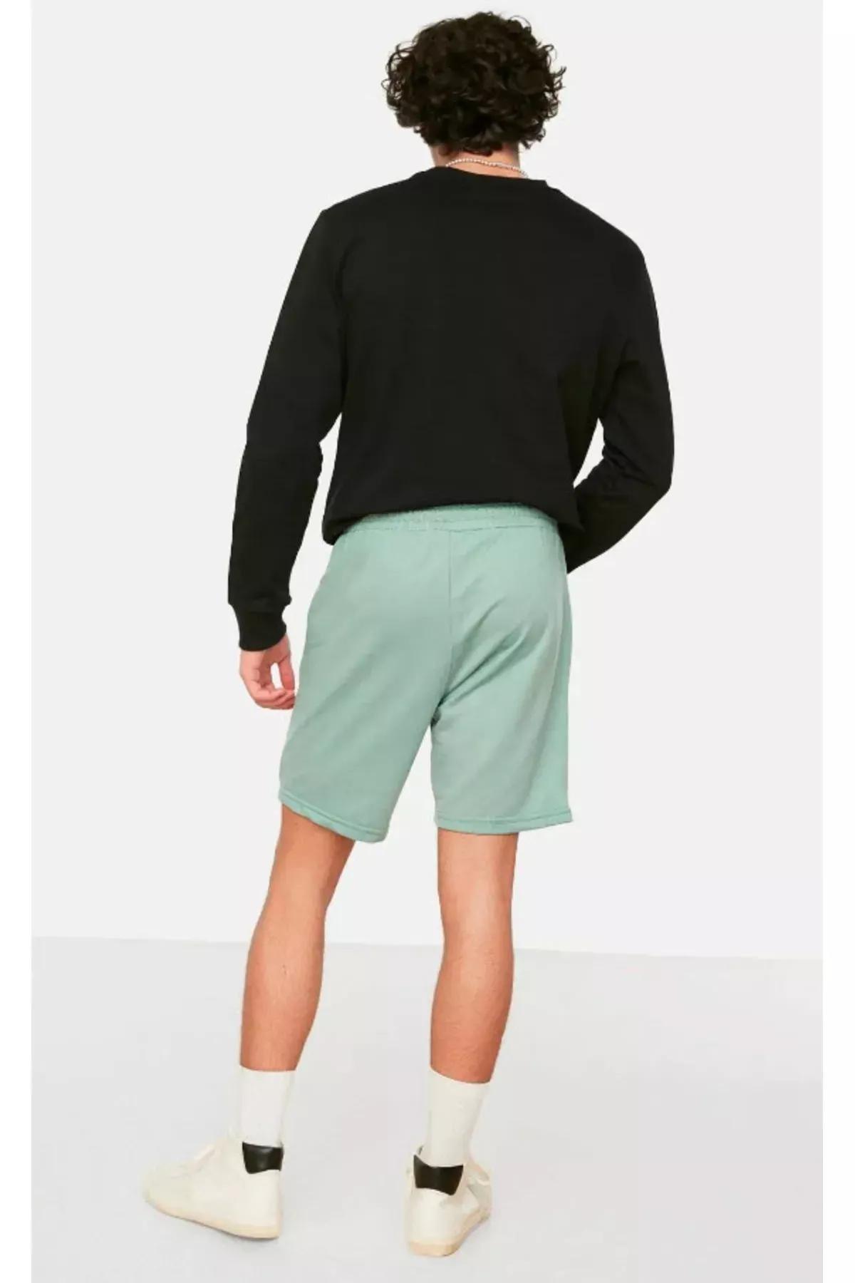 Green Colourblock Mid Waist Shorts, Green, large image number 6