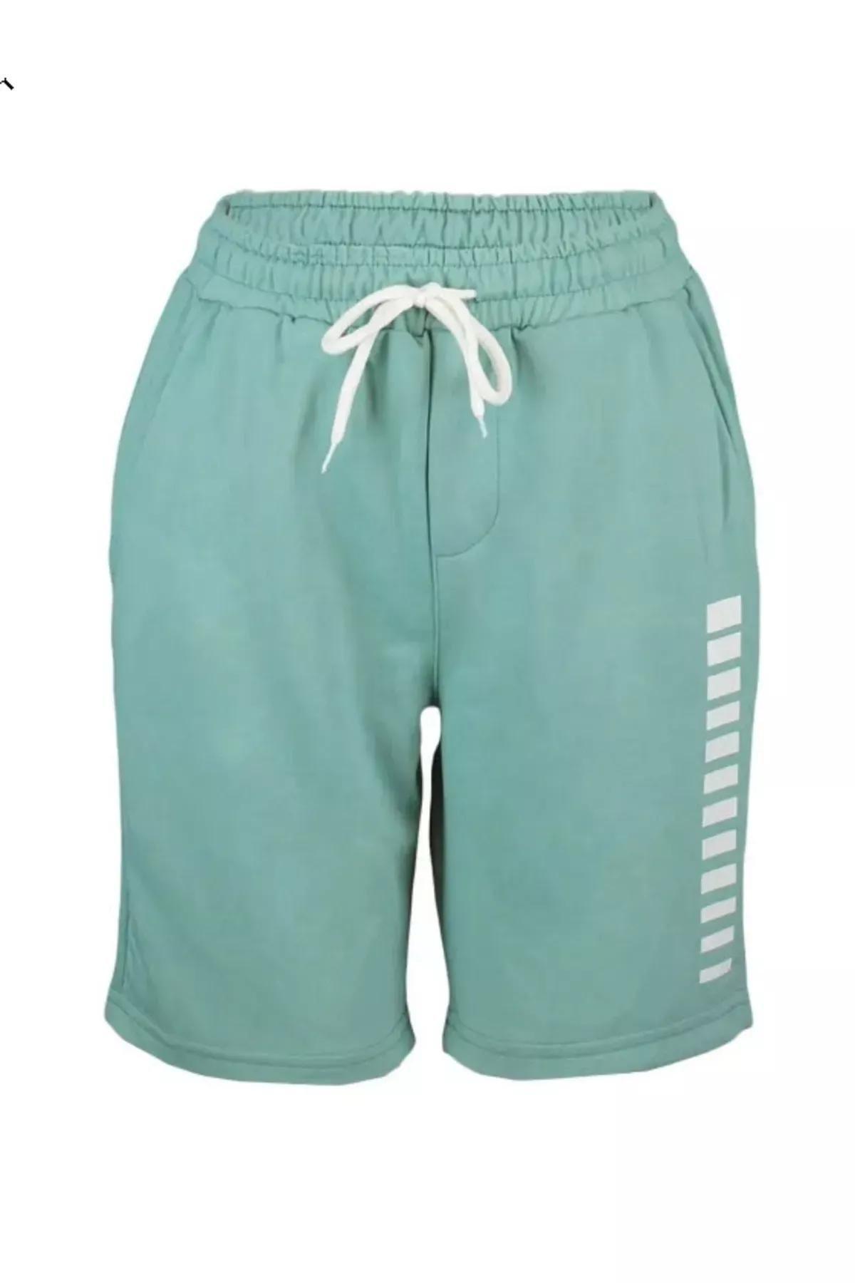 Green Colourblock Mid Waist Shorts, Green, large image number 8