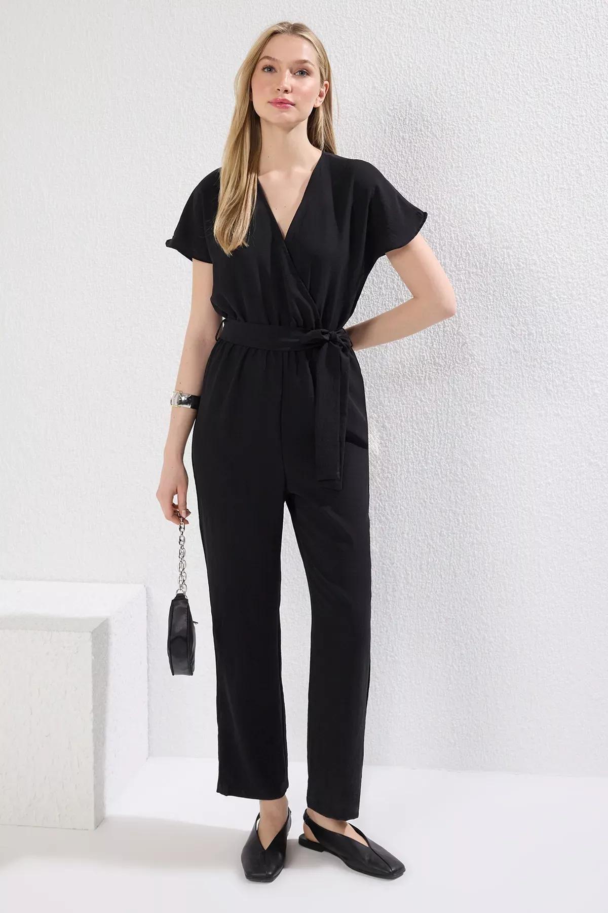 Black Cache-Coeur Jumpsuit, , large image number 1