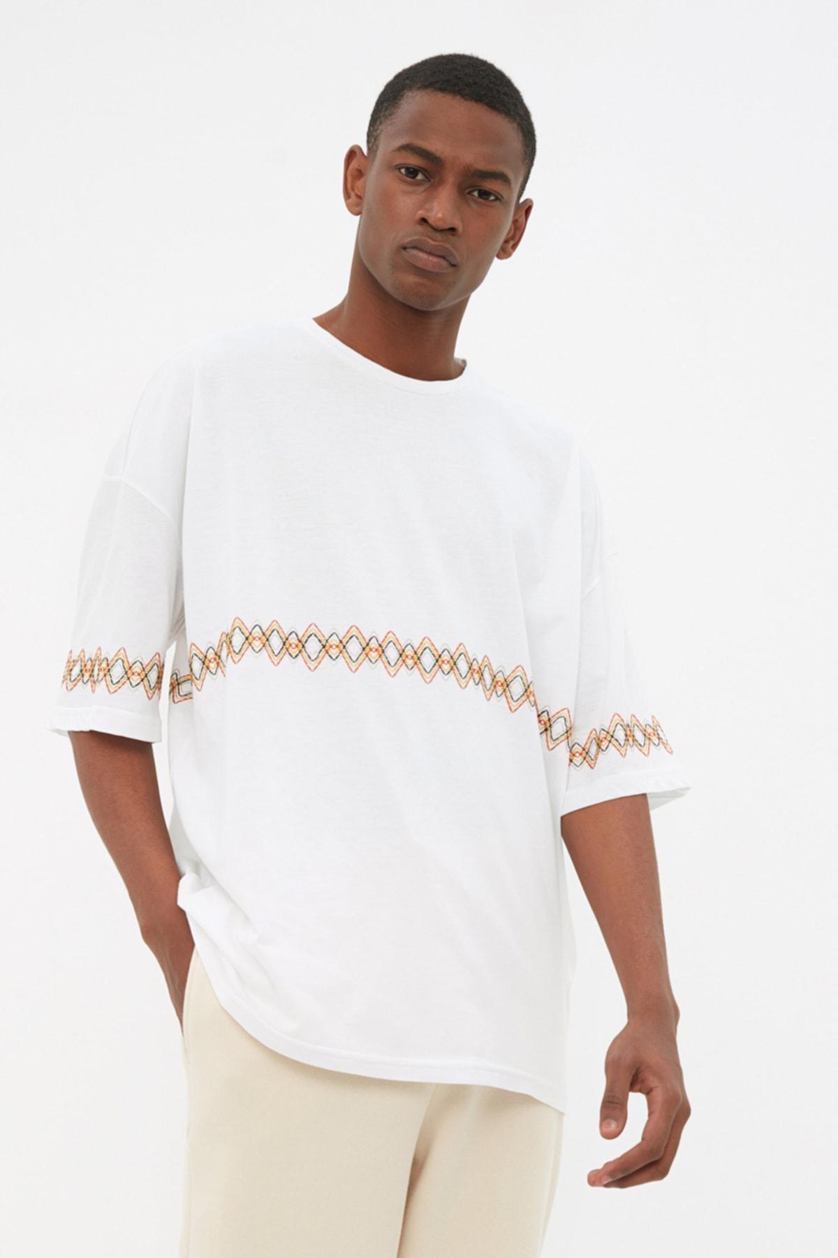 White Oversize Crew Neck T-Shirt, White, large image number 0