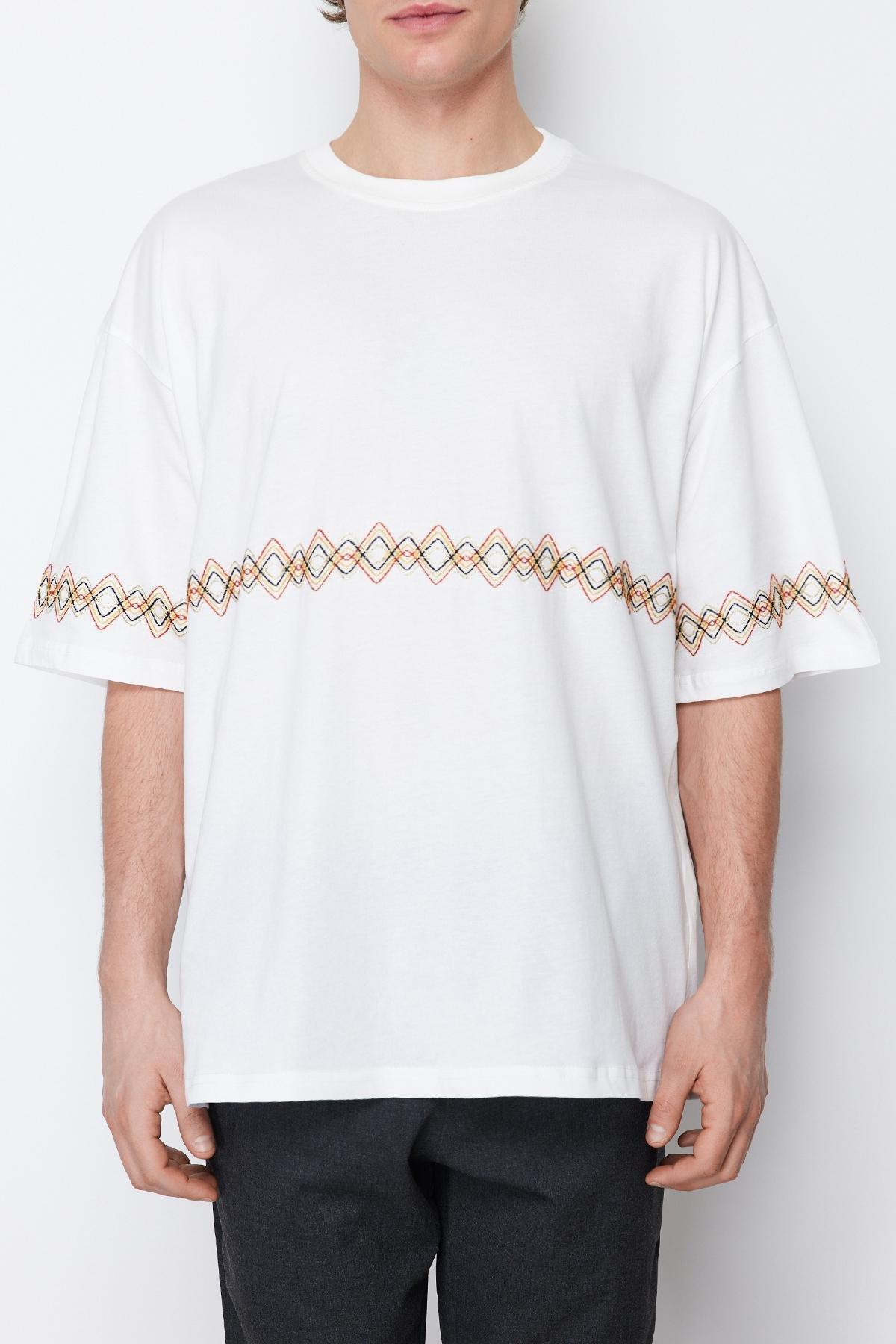 White Oversize Crew Neck T-Shirt, White, large image number 4
