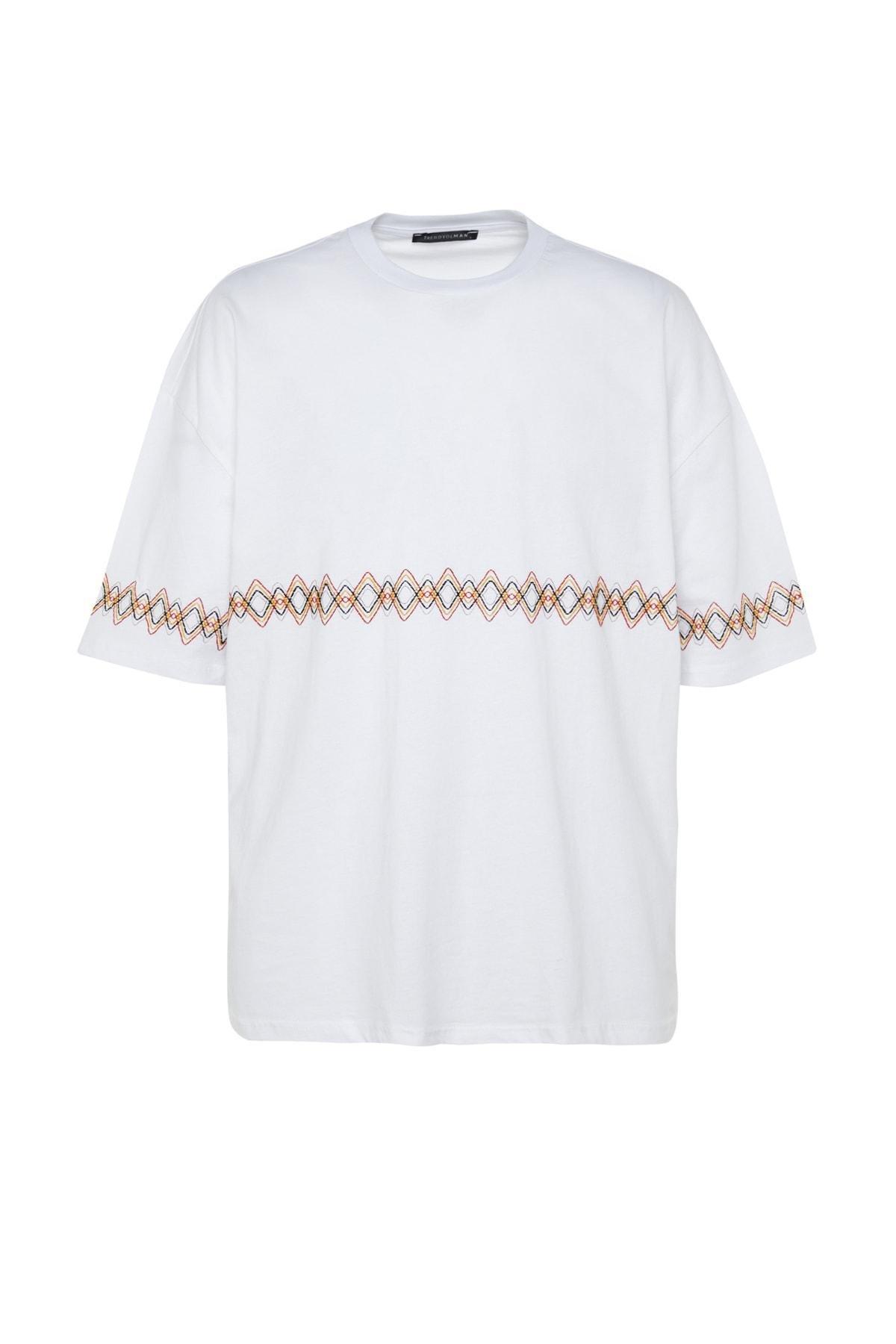 White Oversize Crew Neck T-Shirt, White, large image number 6