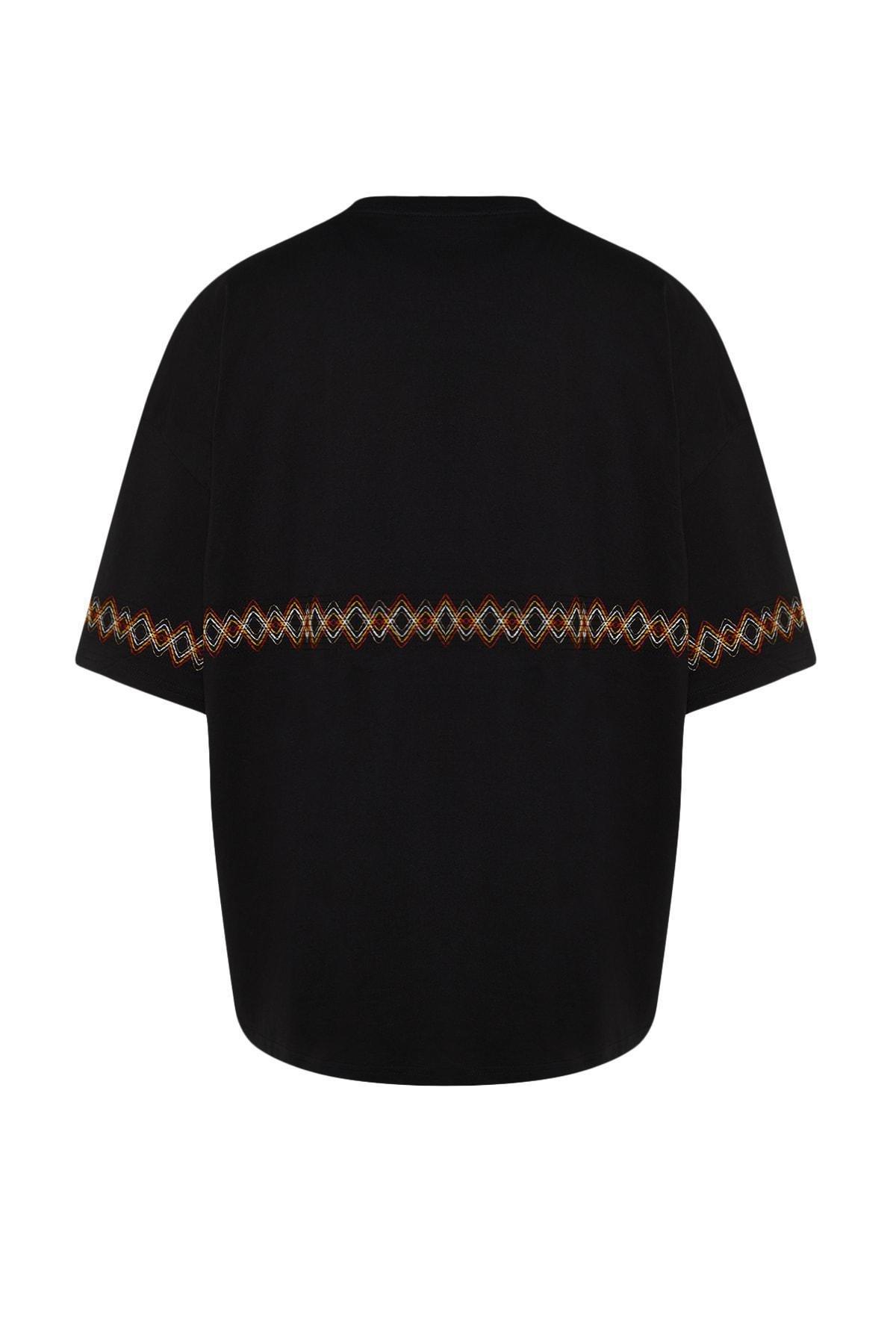 Black Oversize Crew Neck Tshirt, , large image number 7