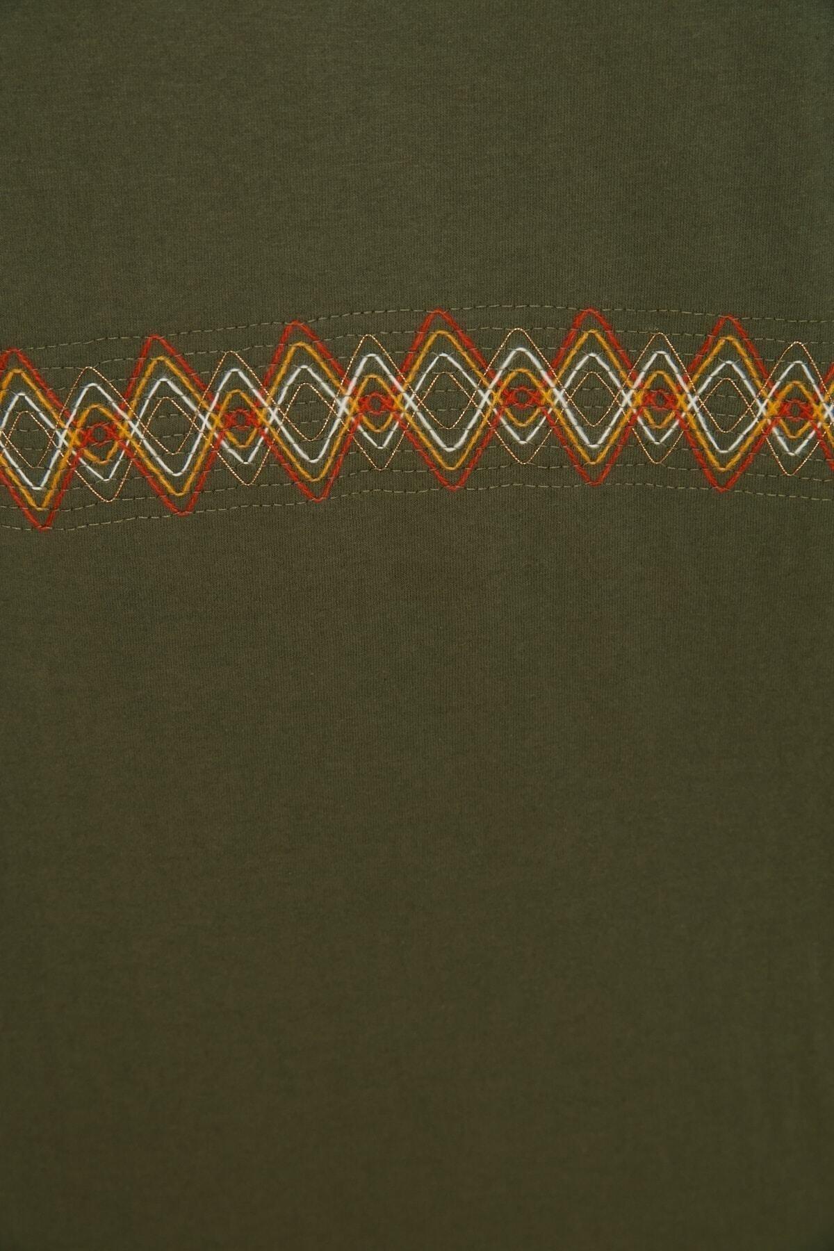 Khaki Oversize Crew Neck T-Shirt, , large image number 3