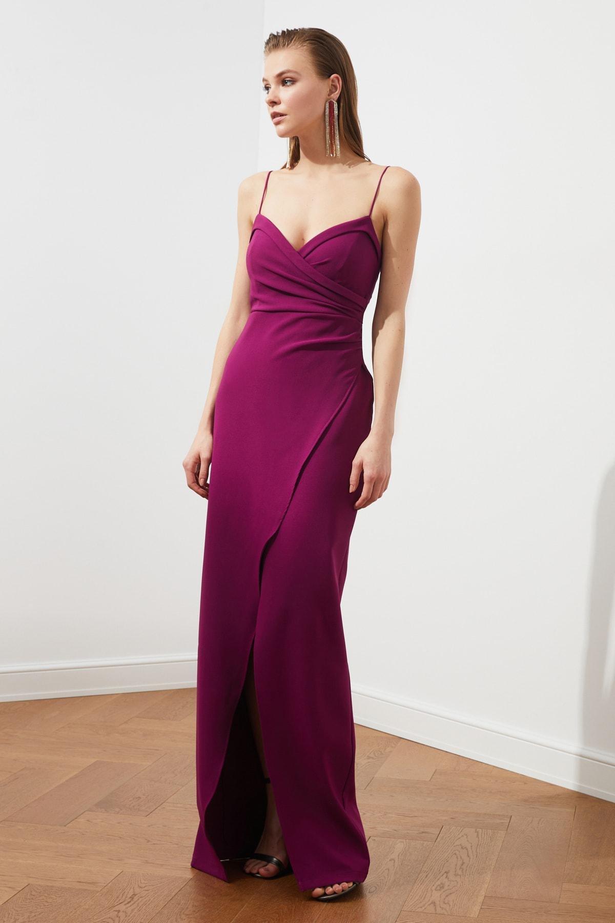 Trendyol - Purple Wrapover Occasionwear Maxi Dress