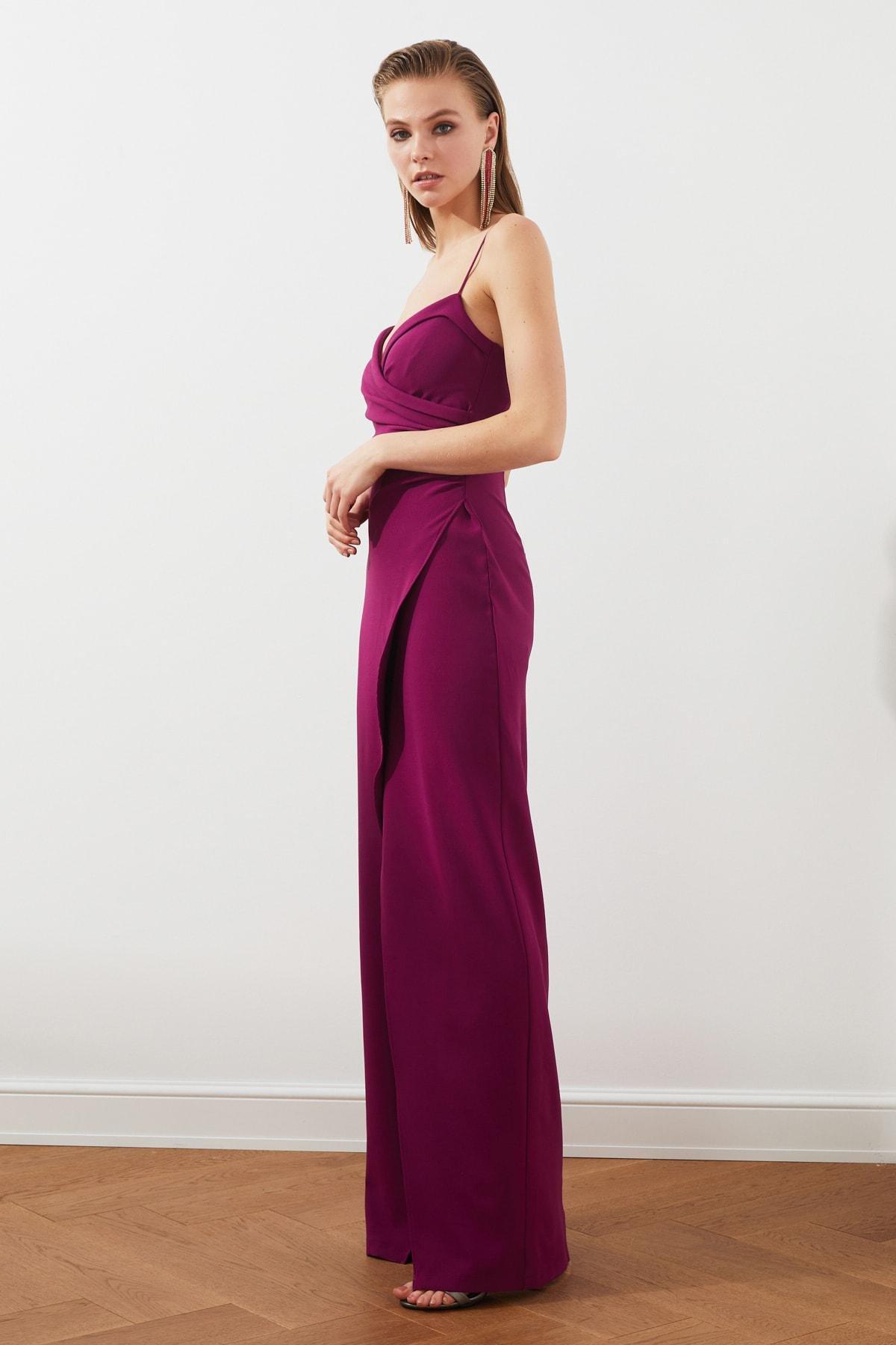 Trendyol - Purple Wrapover Occasionwear Maxi Dress