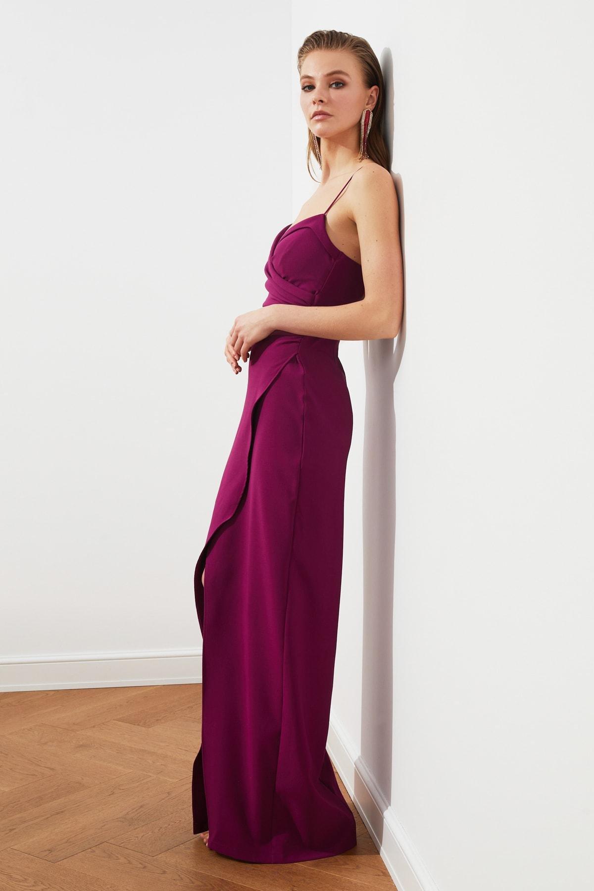 Trendyol - Purple Wrapover Occasionwear Maxi Dress