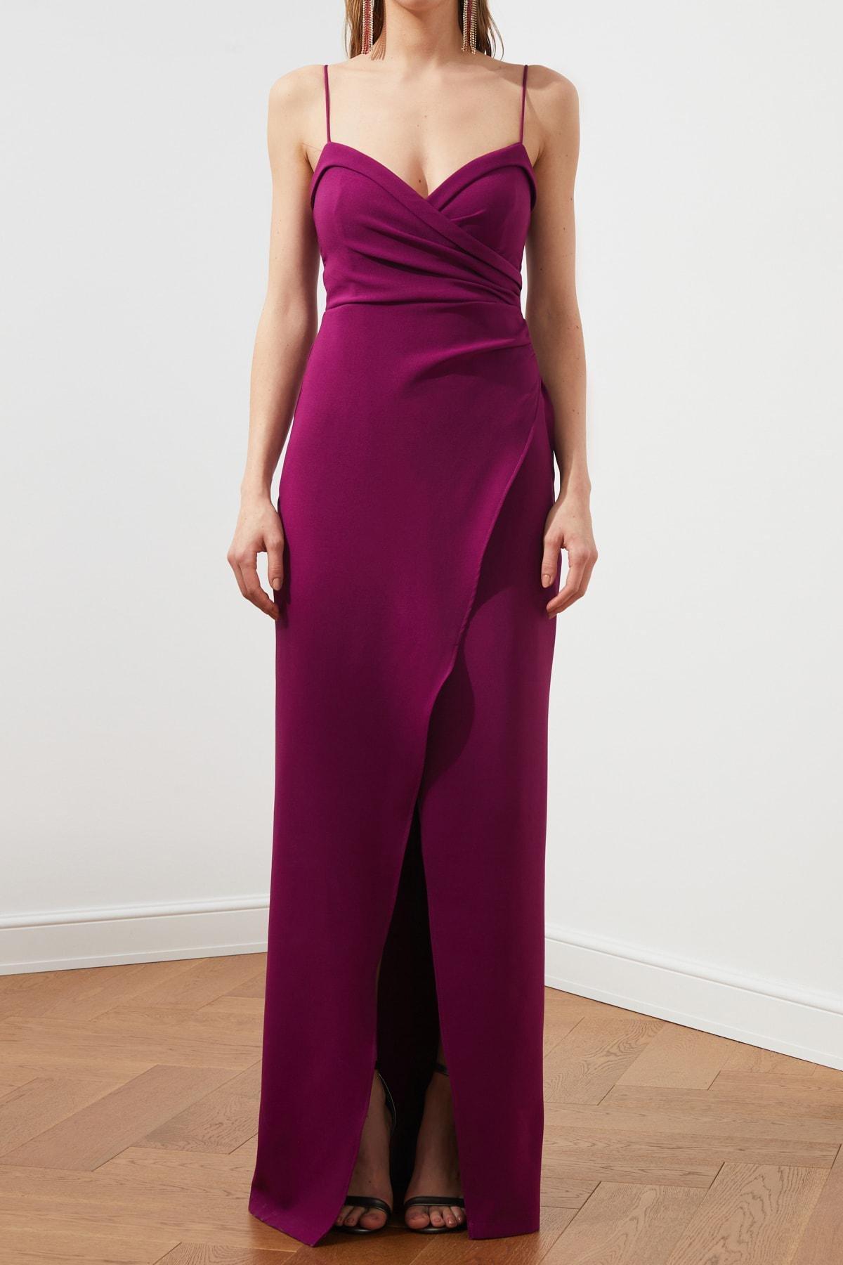 Trendyol - Purple Wrapover Occasionwear Maxi Dress