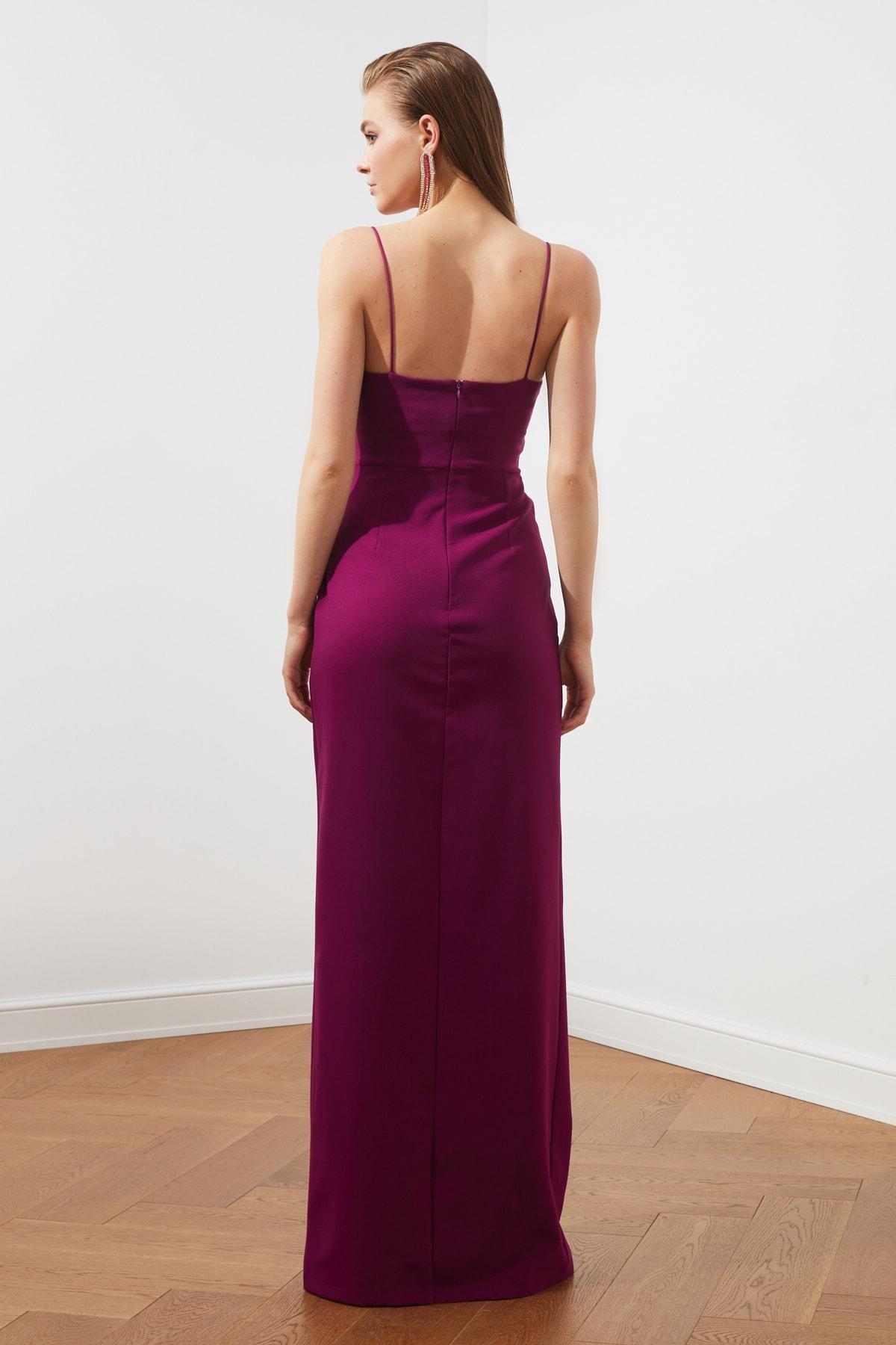 Trendyol - Purple Wrapover Occasionwear Maxi Dress