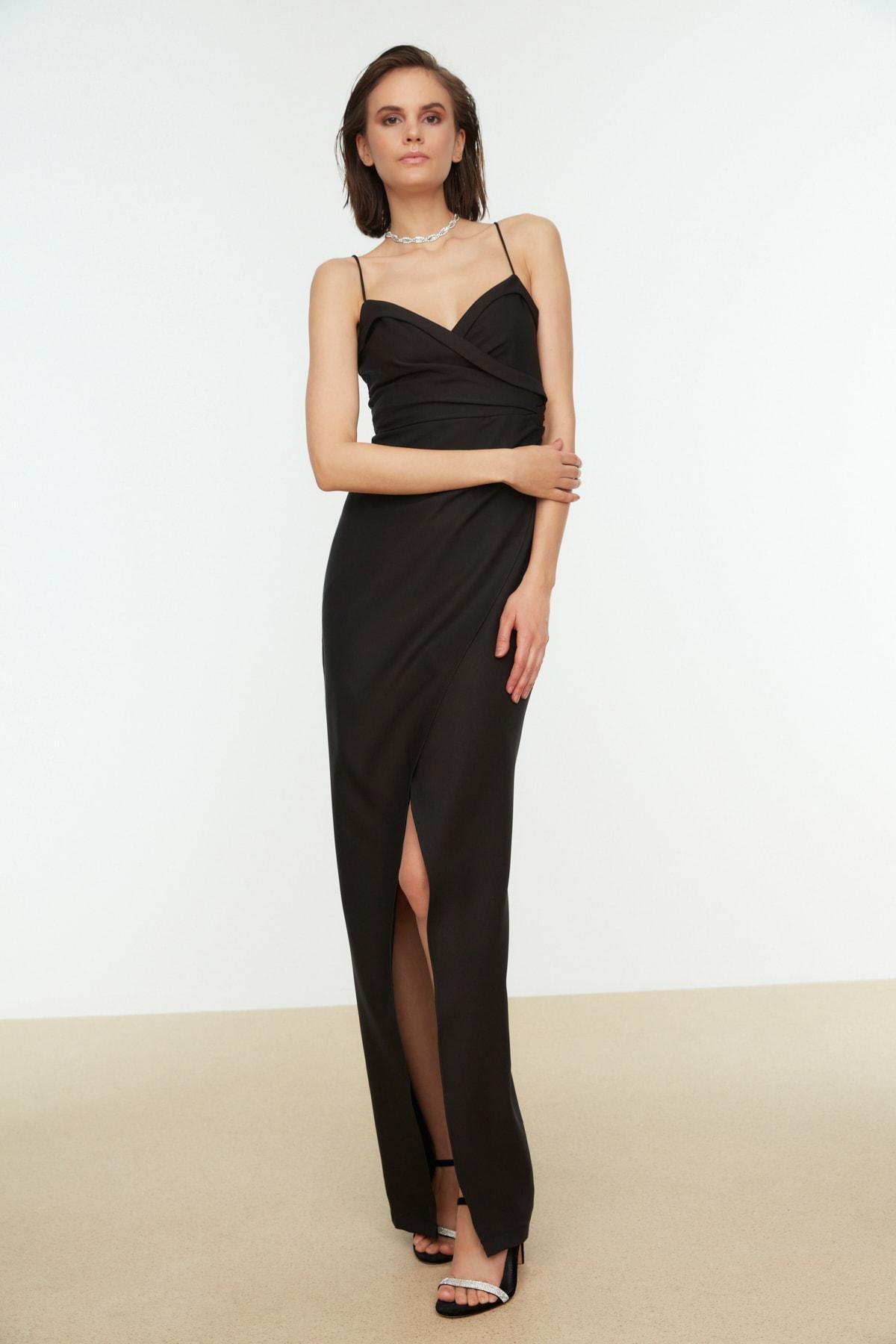 Black Wrapover Occasionwear Maxi Dress, , large image number 0
