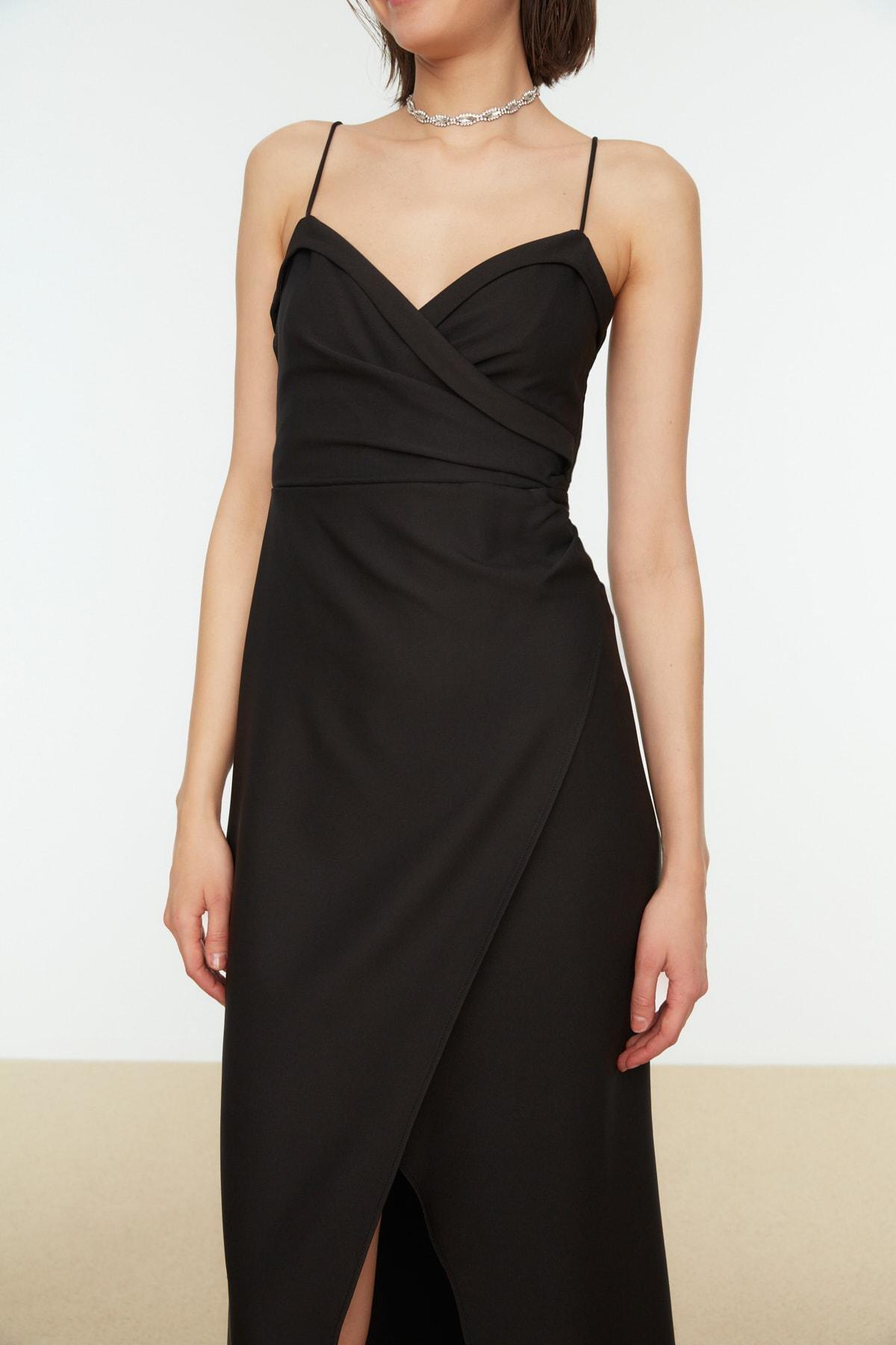 Black Wrapover Occasionwear Maxi Dress, , large image number 2