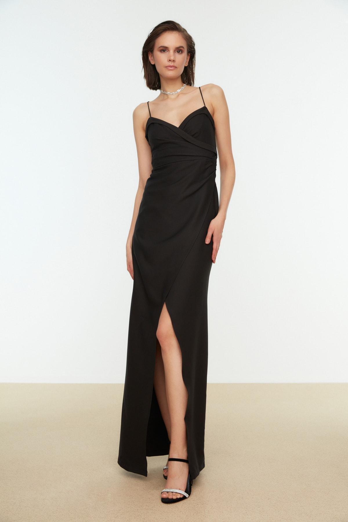 Black Wrapover Occasionwear Maxi Dress, , large image number 3