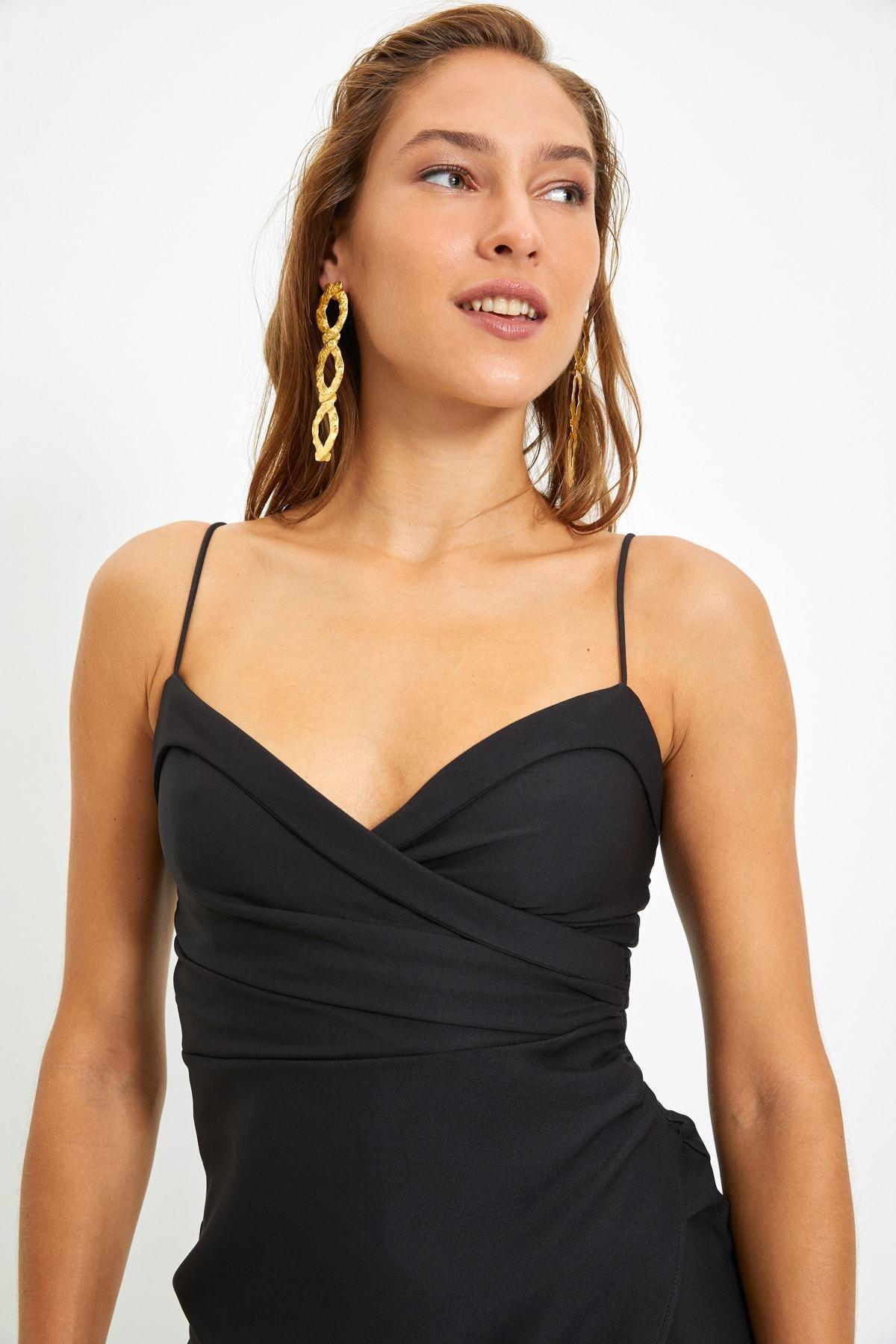 Black Wrapover Occasionwear Maxi Dress, , large image number 6