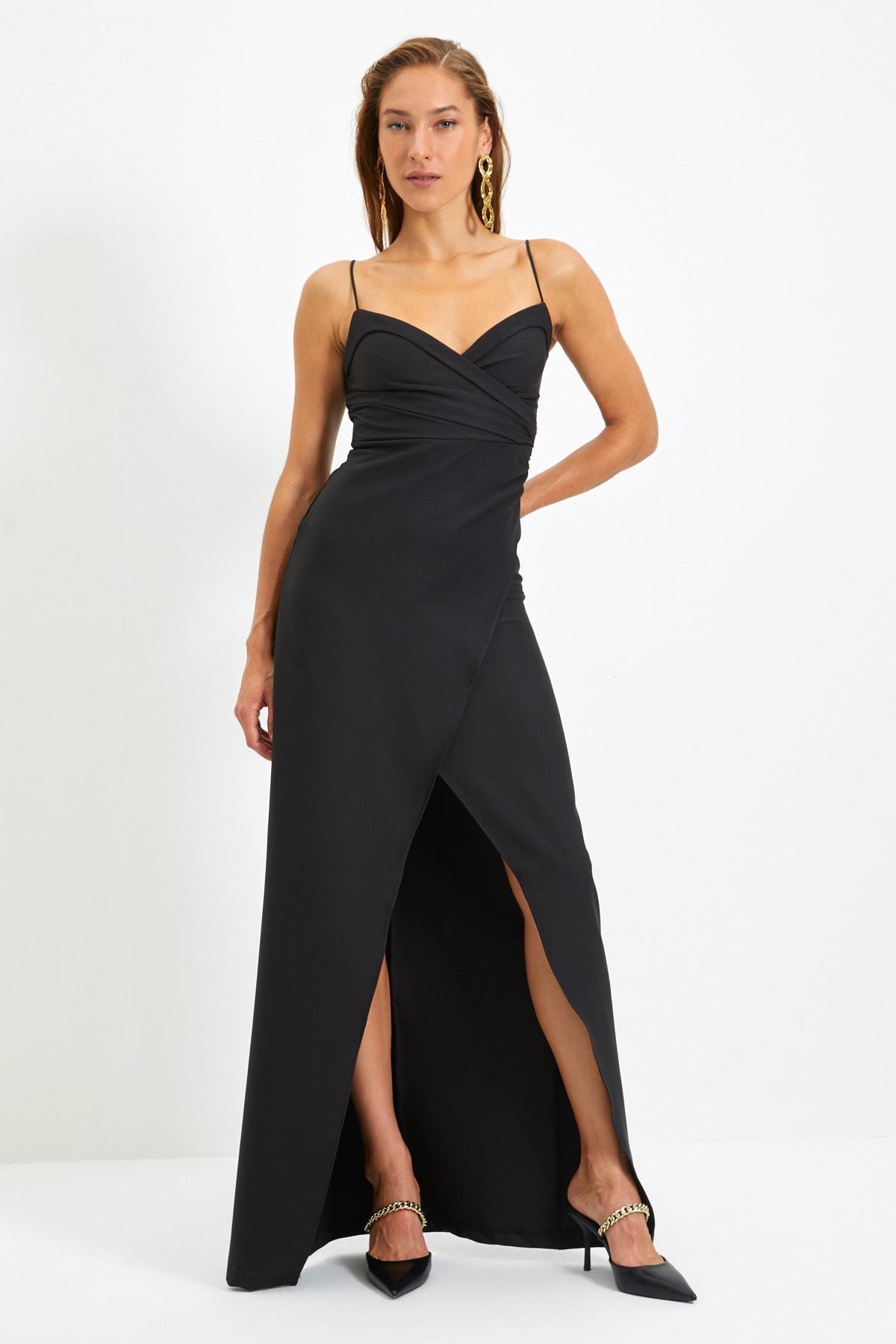 Black Wrapover Occasionwear Maxi Dress, , large image number 7