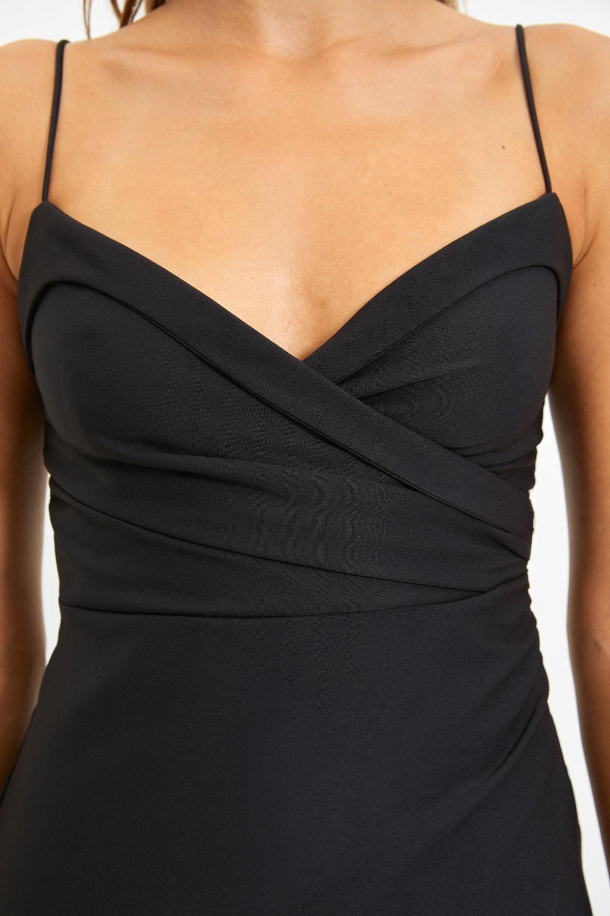 Black Wrapover Occasionwear Maxi Dress, , large image number 8