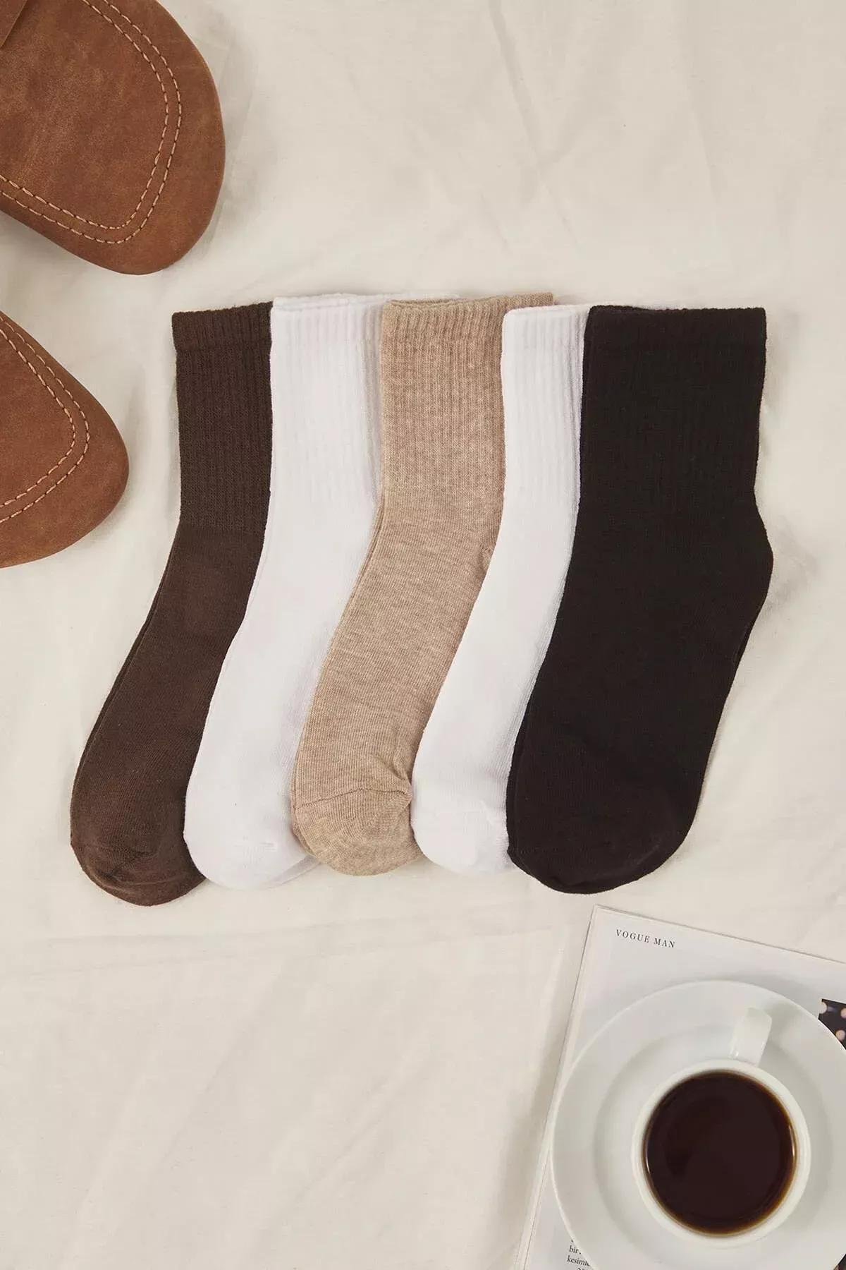 Brown Multicolour Five-Pack Socks, Brown-Multicolor, large image number 2