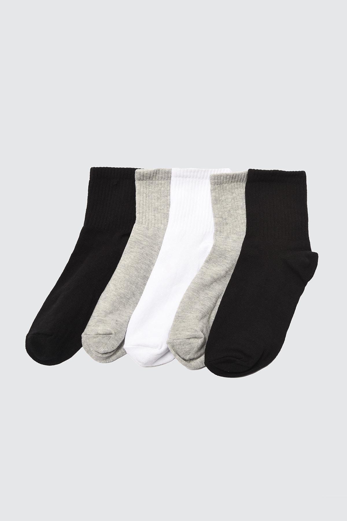 Black Crewneck Socks, Set Of 5, Black, large image number 0