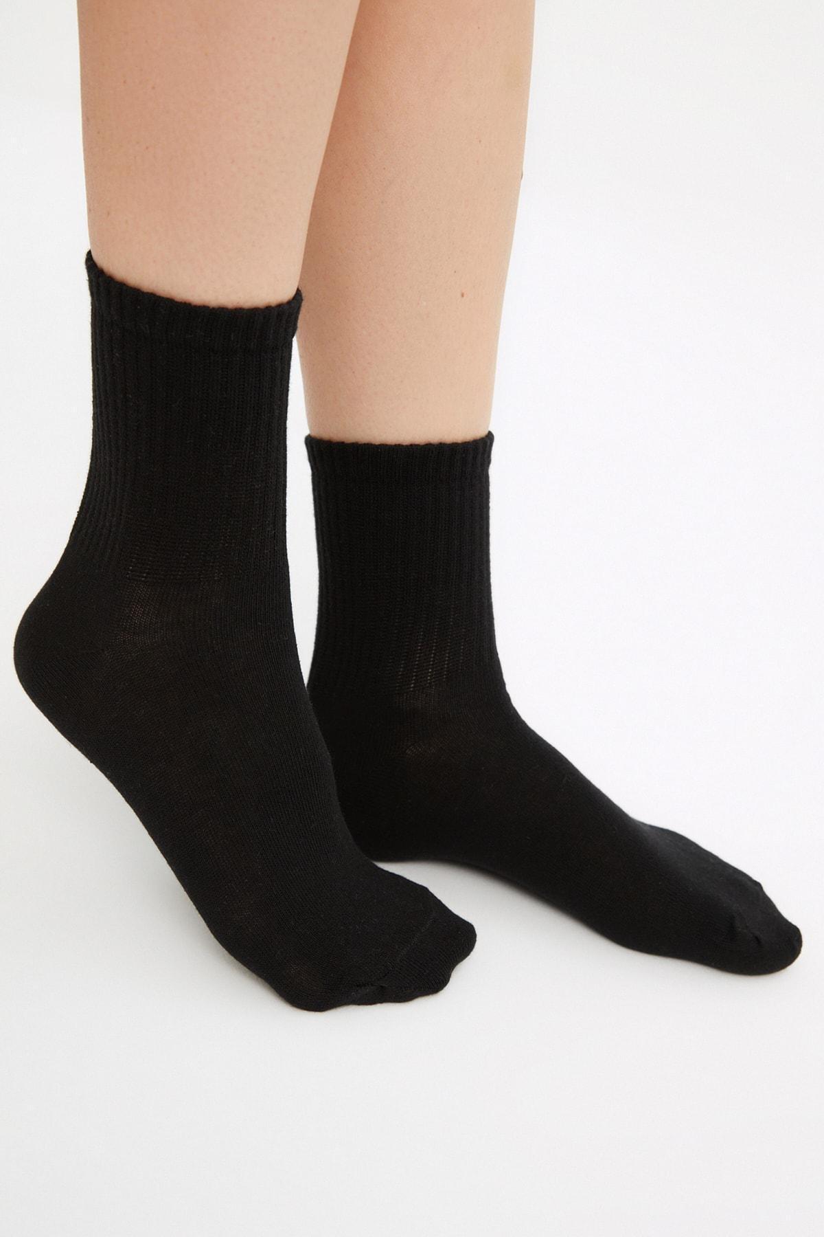 Black Crewneck Socks, Set Of 5, Black, large image number 3