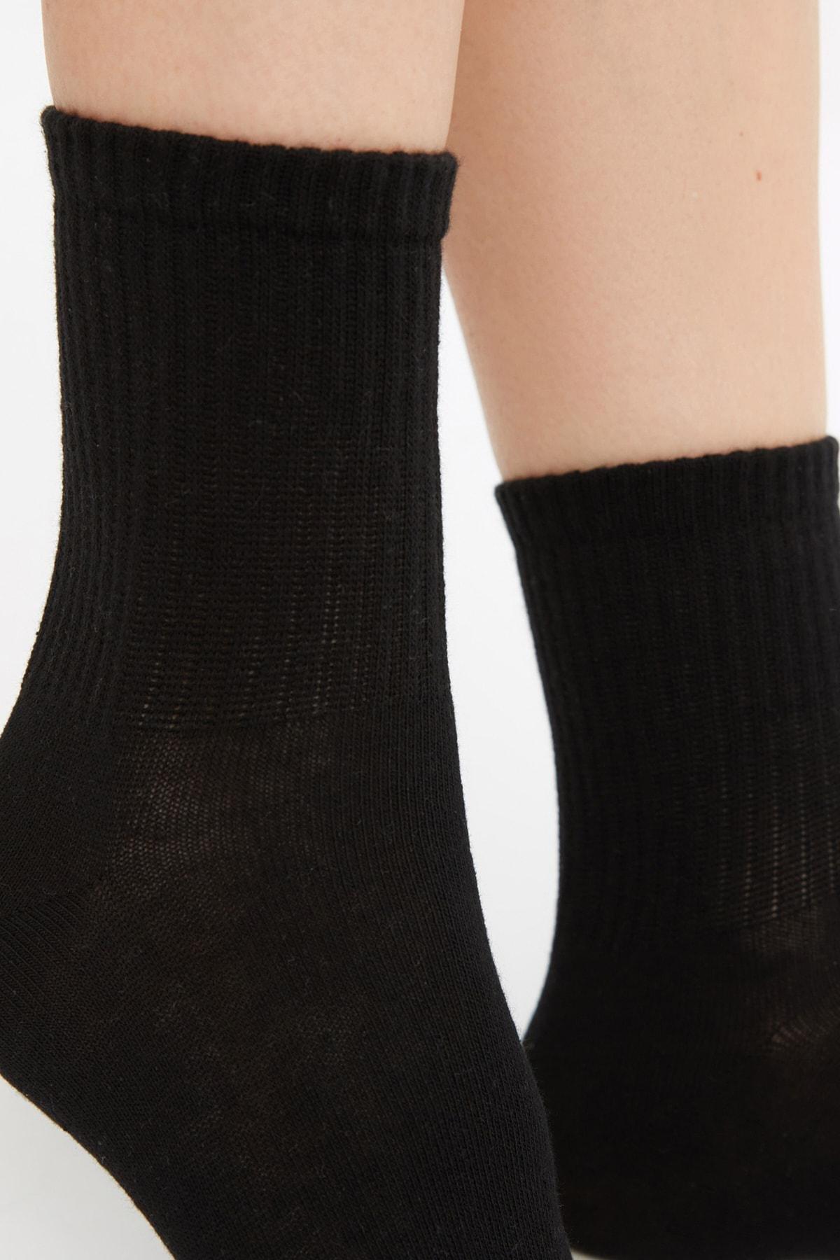 Black Crewneck Socks, Set Of 5, Black, large image number 4