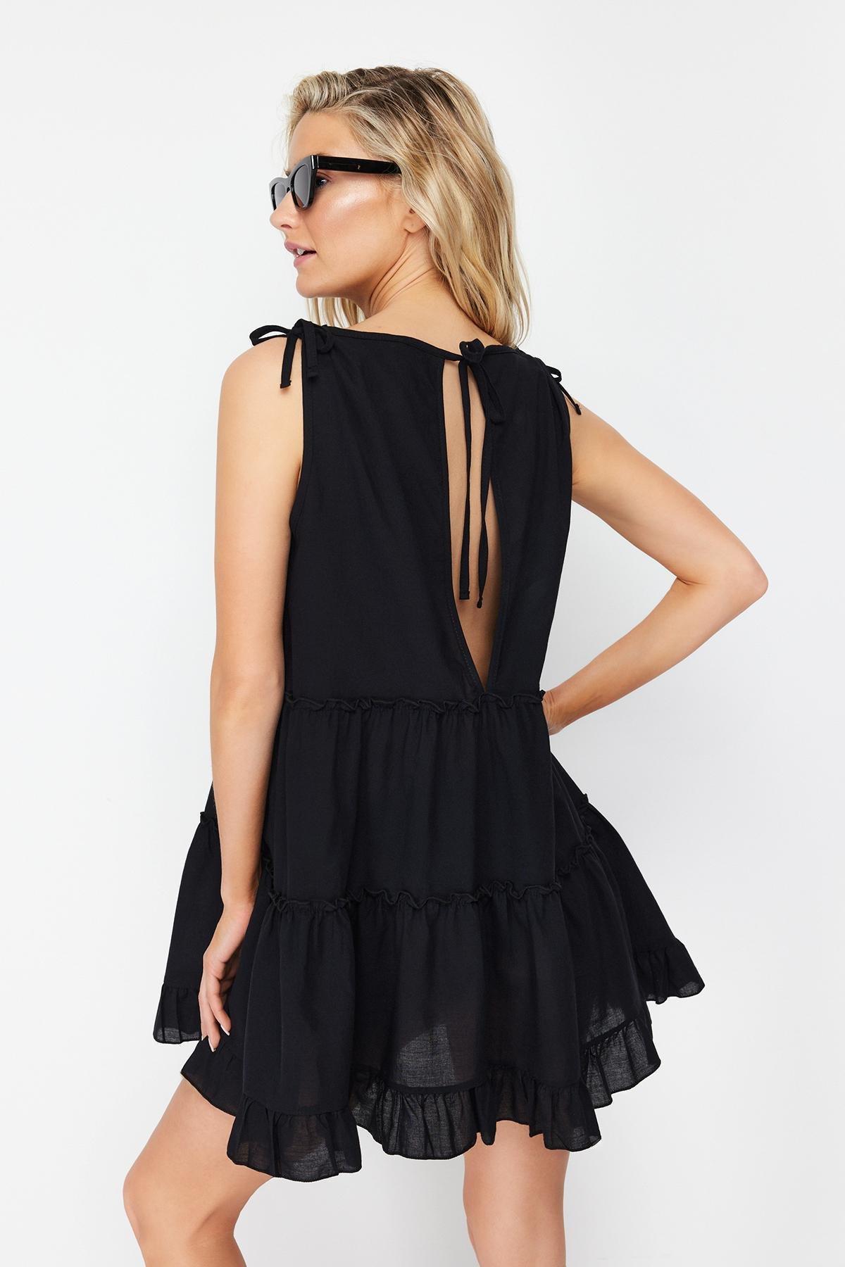 Black V-Neck Collared Dress, C101_2094, large image number 0
