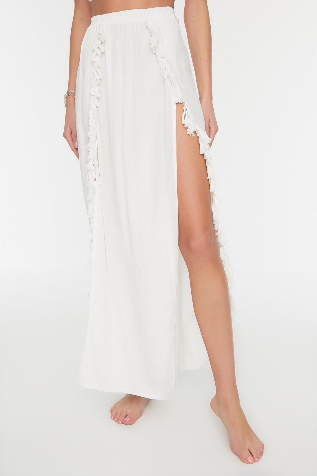 White Wrapover Maxi Skirt, , large image number 3