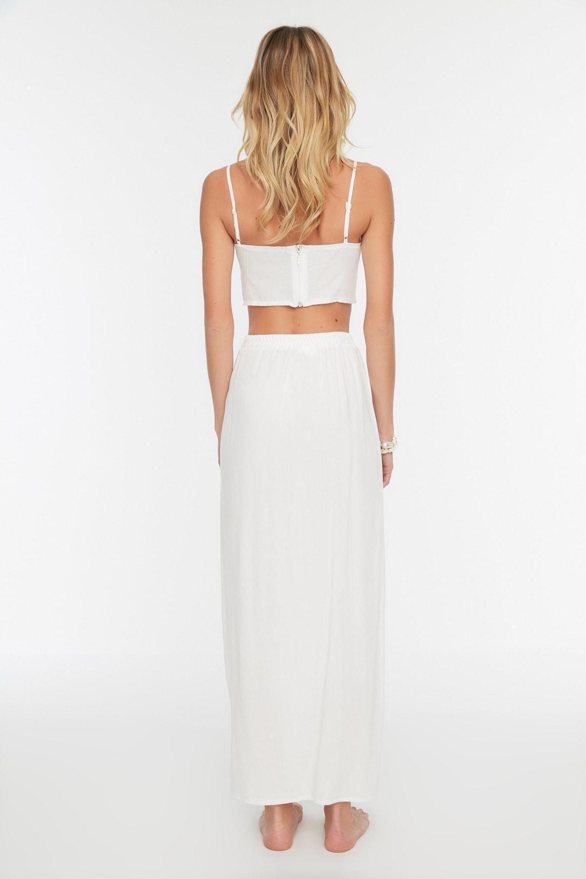 White Wrapover Maxi Skirt, , large image number 4