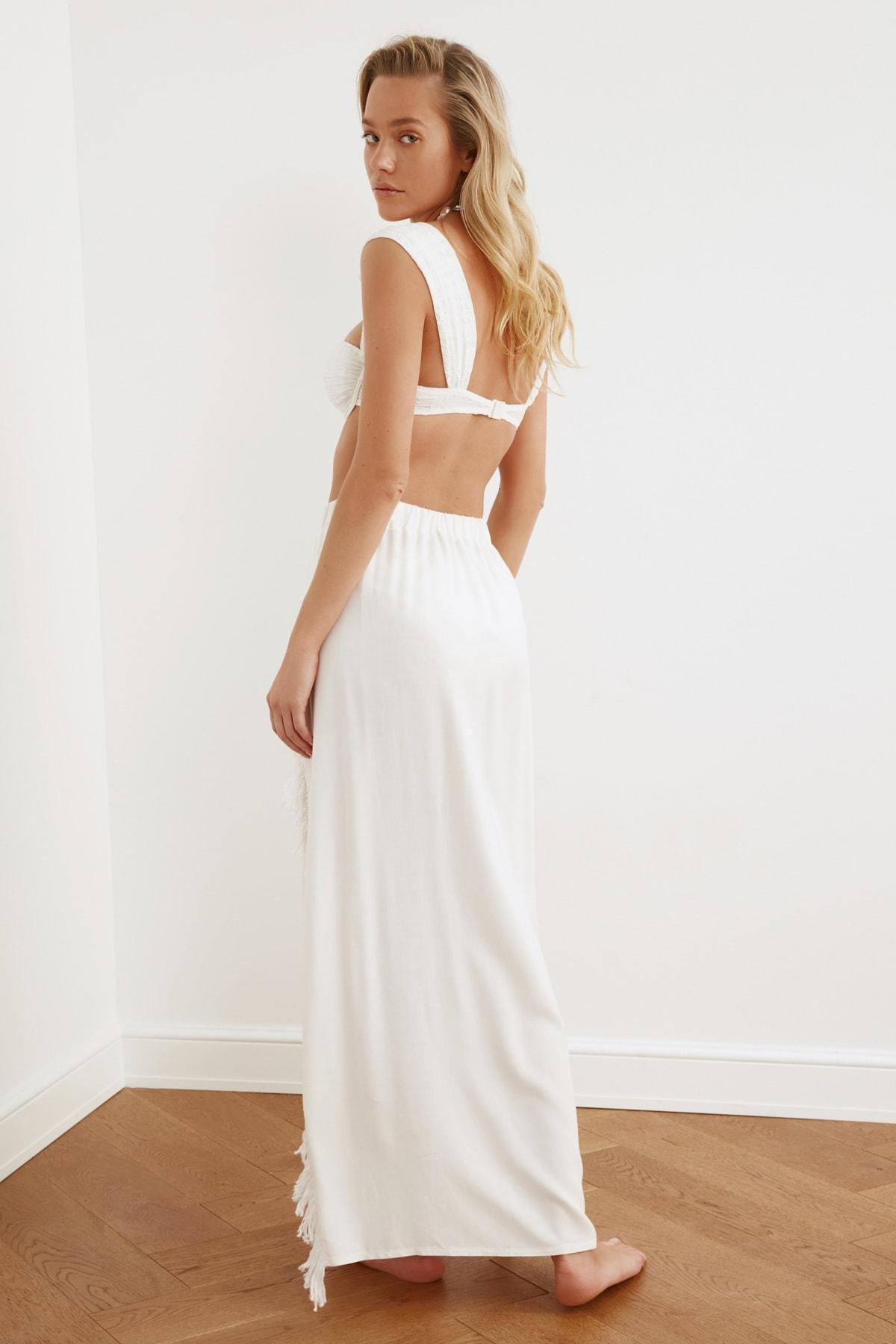 White Wrapover Maxi Skirt, , large image number 8