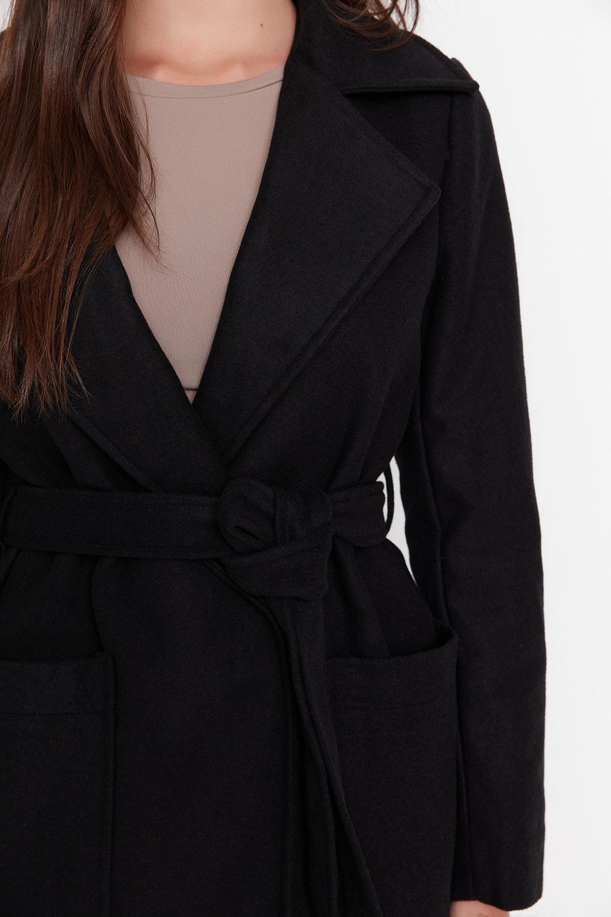 Black Lapel Collar Coat, , large image number 3