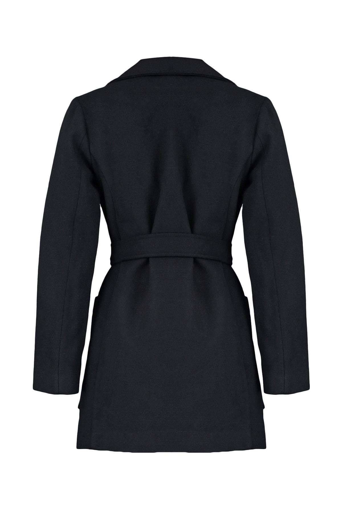 Black Lapel Collar Coat, , large image number 7