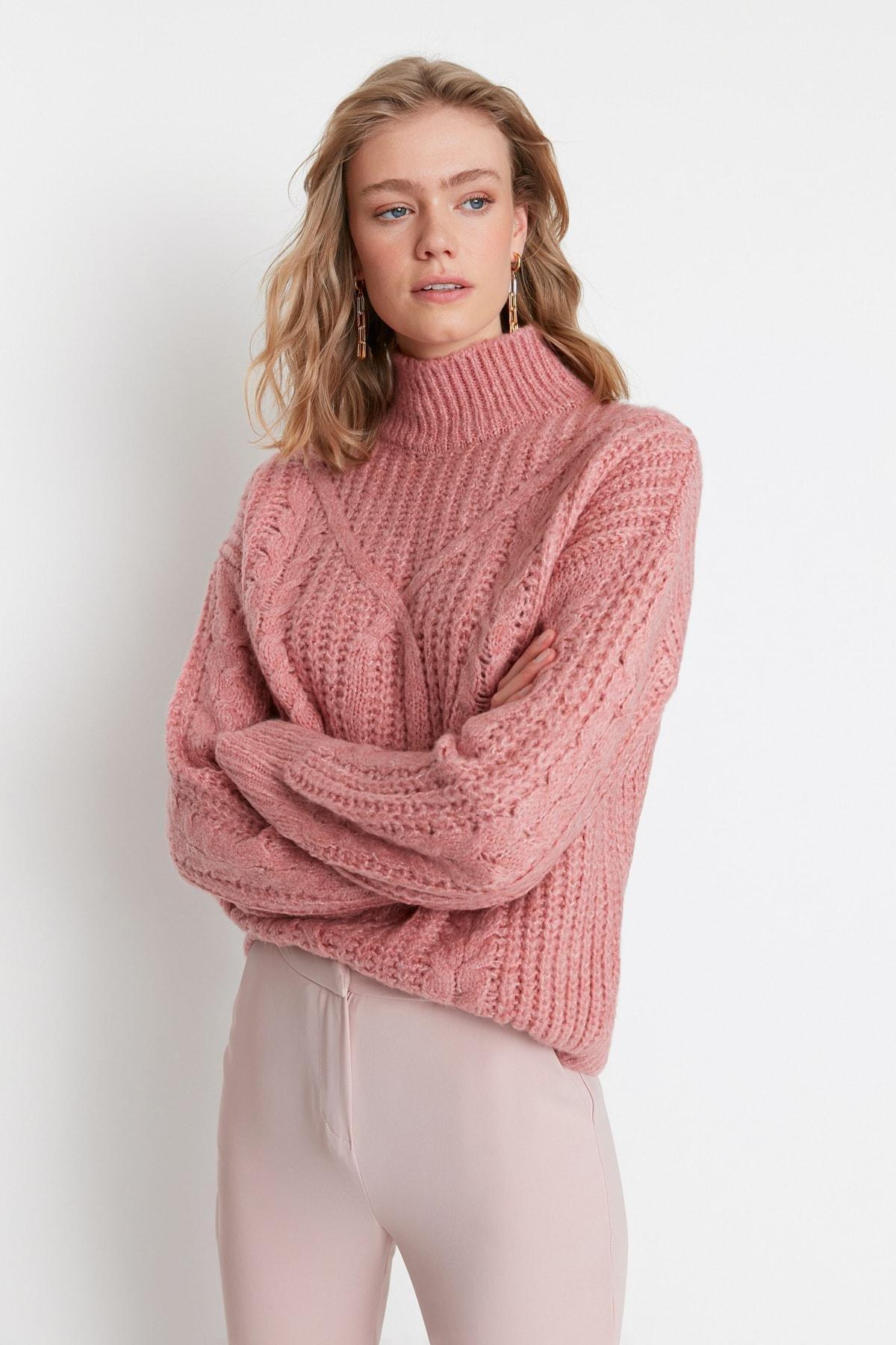 Pink Cable Knit Sweater, Pink, large image number 2