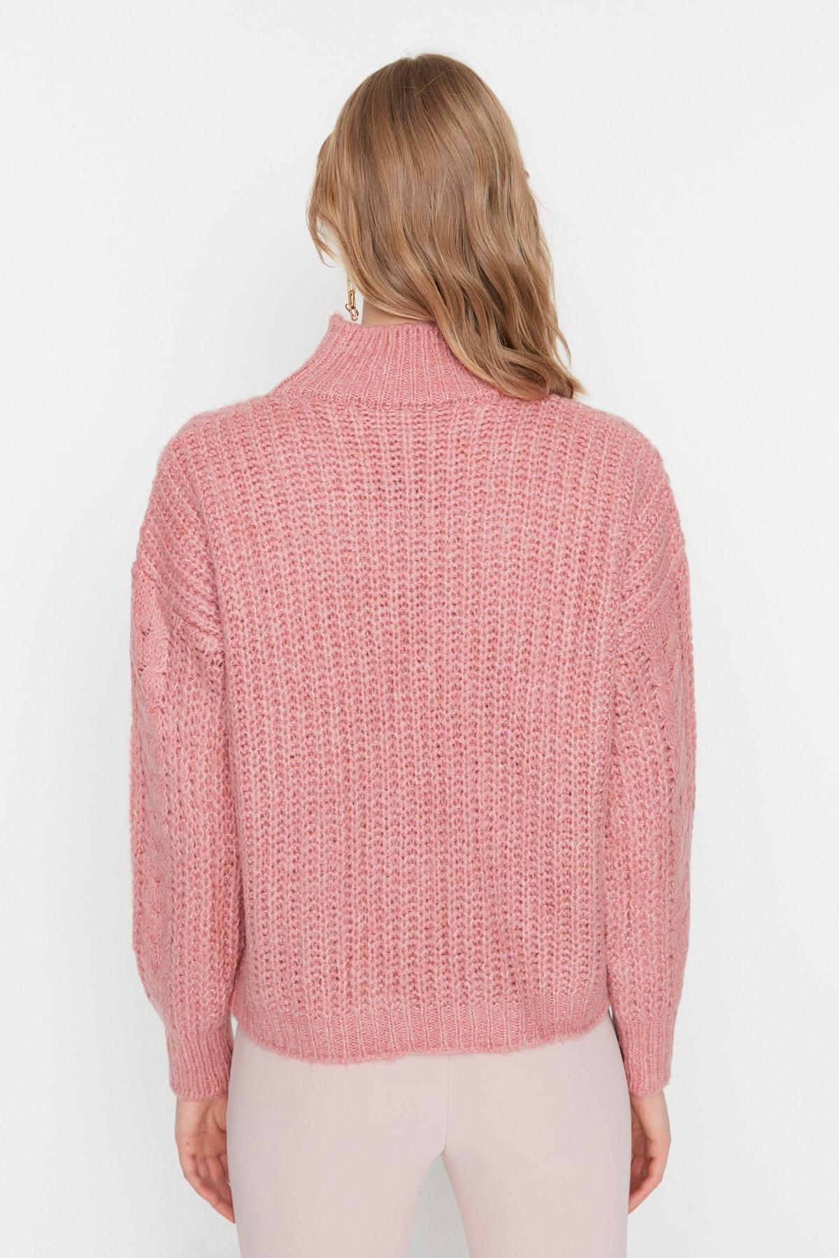 Pink Cable Knit Sweater, Pink, large image number 4
