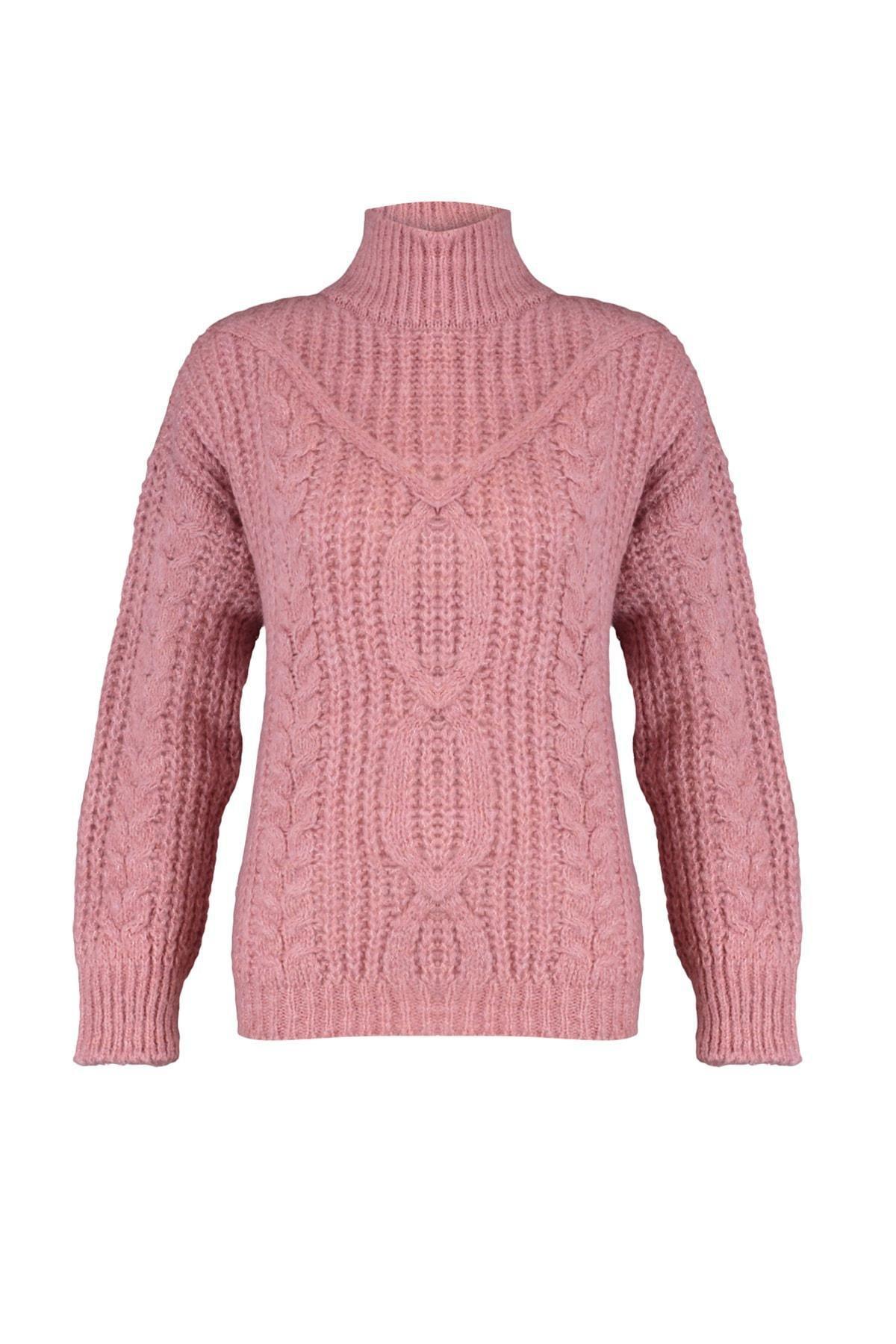 Pink Cable Knit Sweater, Pink, large image number 6