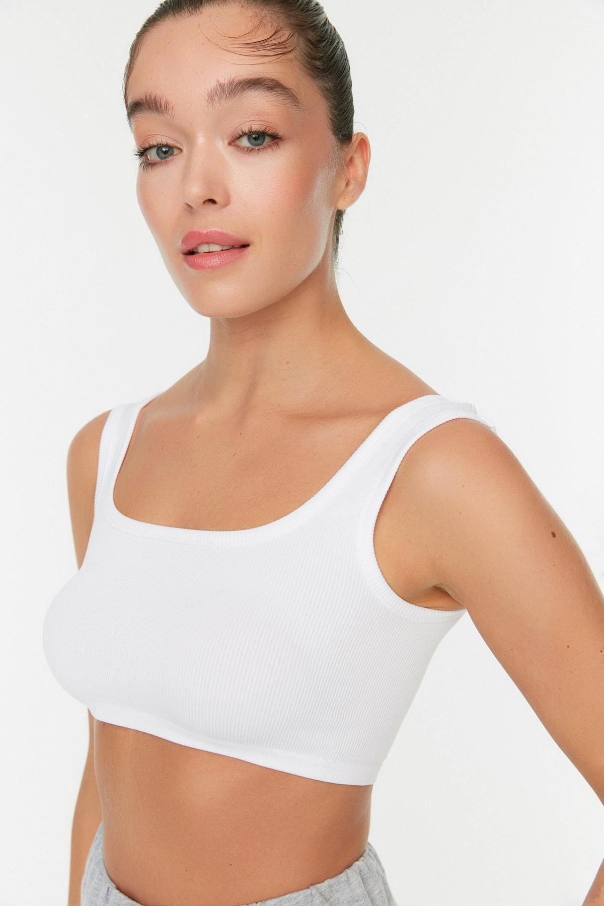White Plain Crop- Top Sports Bra, , large image number 0