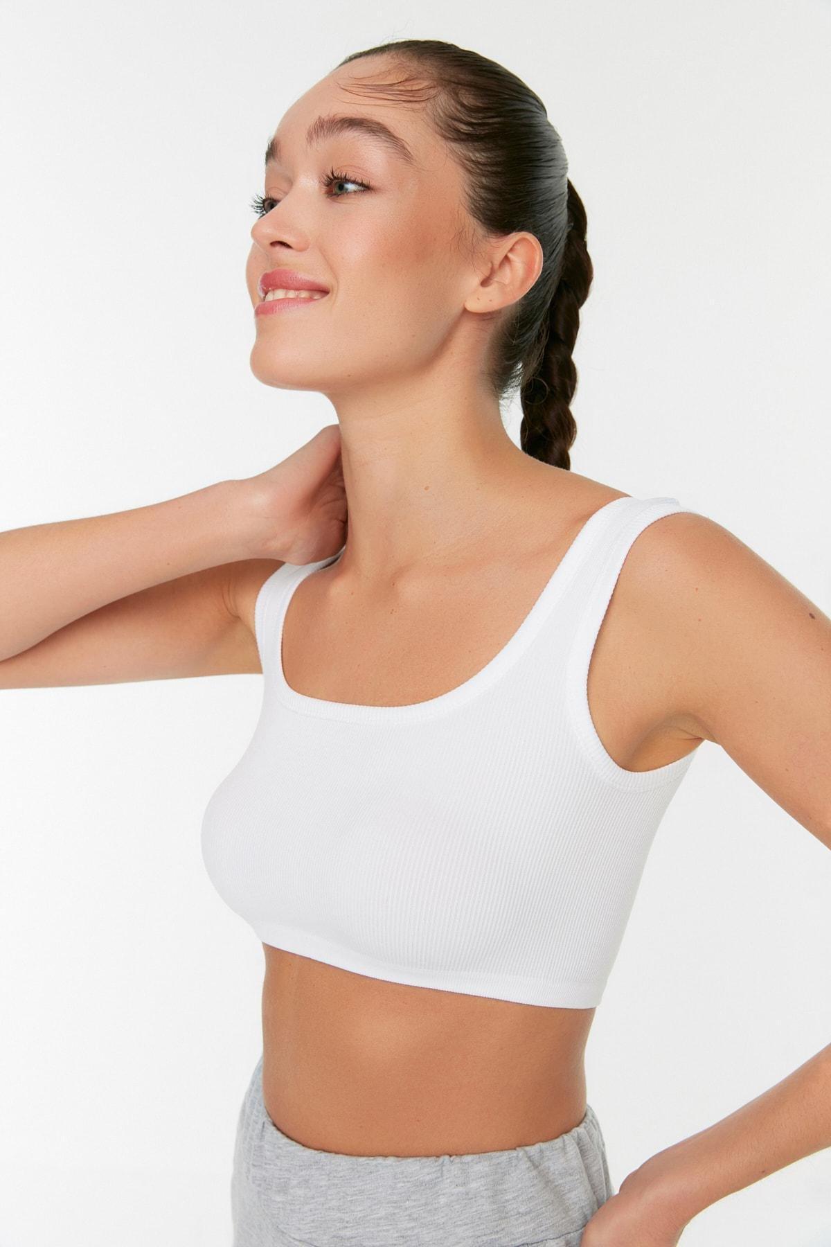 White Plain Crop- Top Sports Bra, , large image number 1