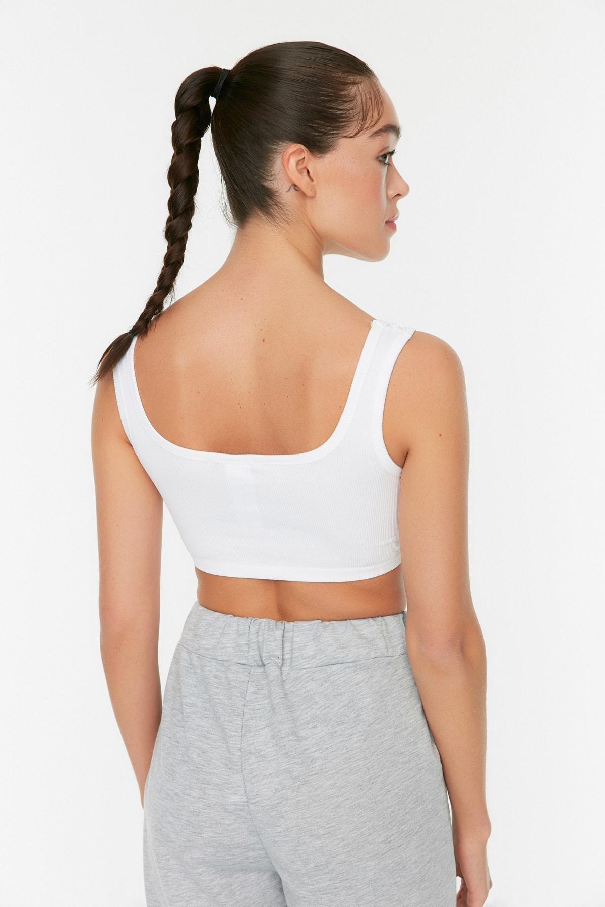 White Plain Crop- Top Sports Bra, , large image number 3