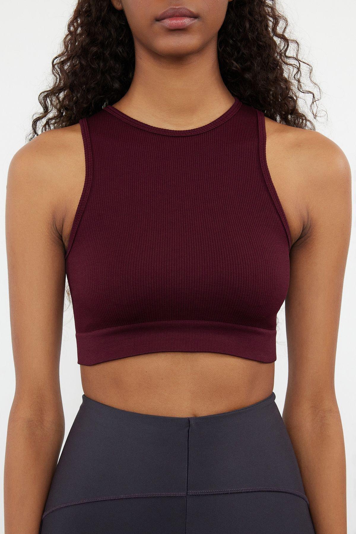 Plum Seamless/Seamless Ribbed and Lightly Supported/Shaping Knitted Sports Bra TWOSS21SS0024, single, , large image number 2