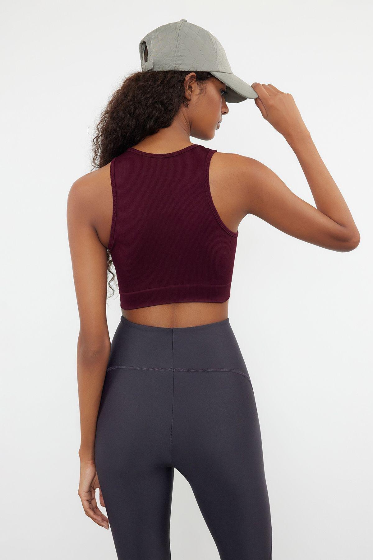 Plum Seamless/Seamless Ribbed and Lightly Supported/Shaping Knitted Sports Bra TWOSS21SS0024, single, , large image number 4