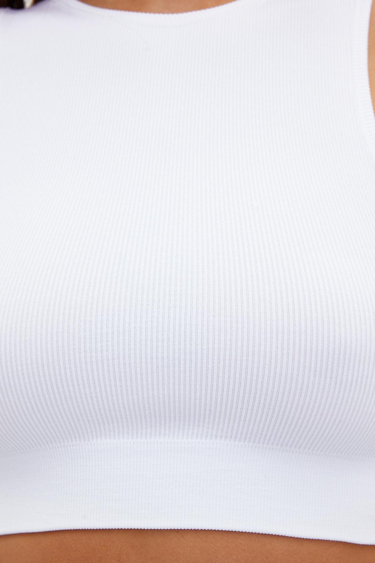 White Plain Sports Bra, White, large image number 2