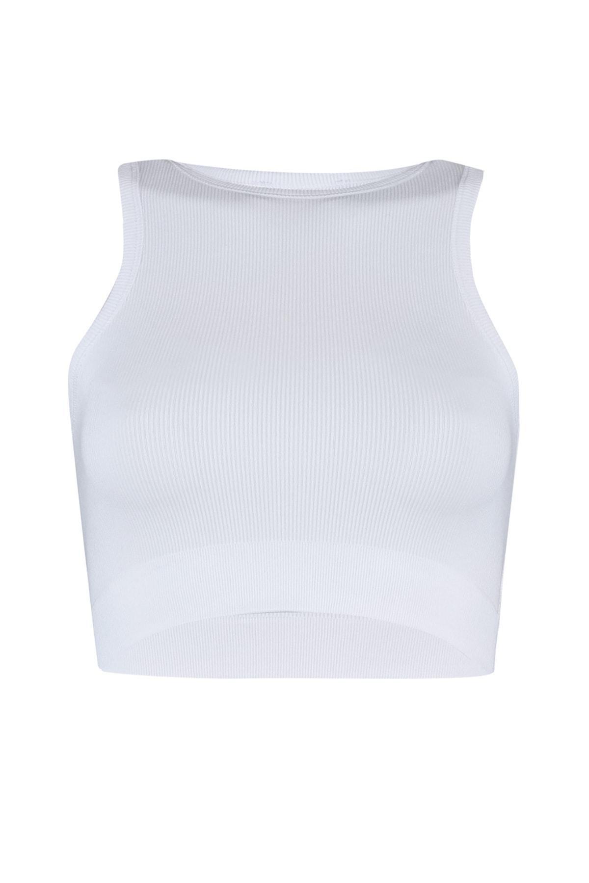 White Plain Sports Bra, White, large image number 6