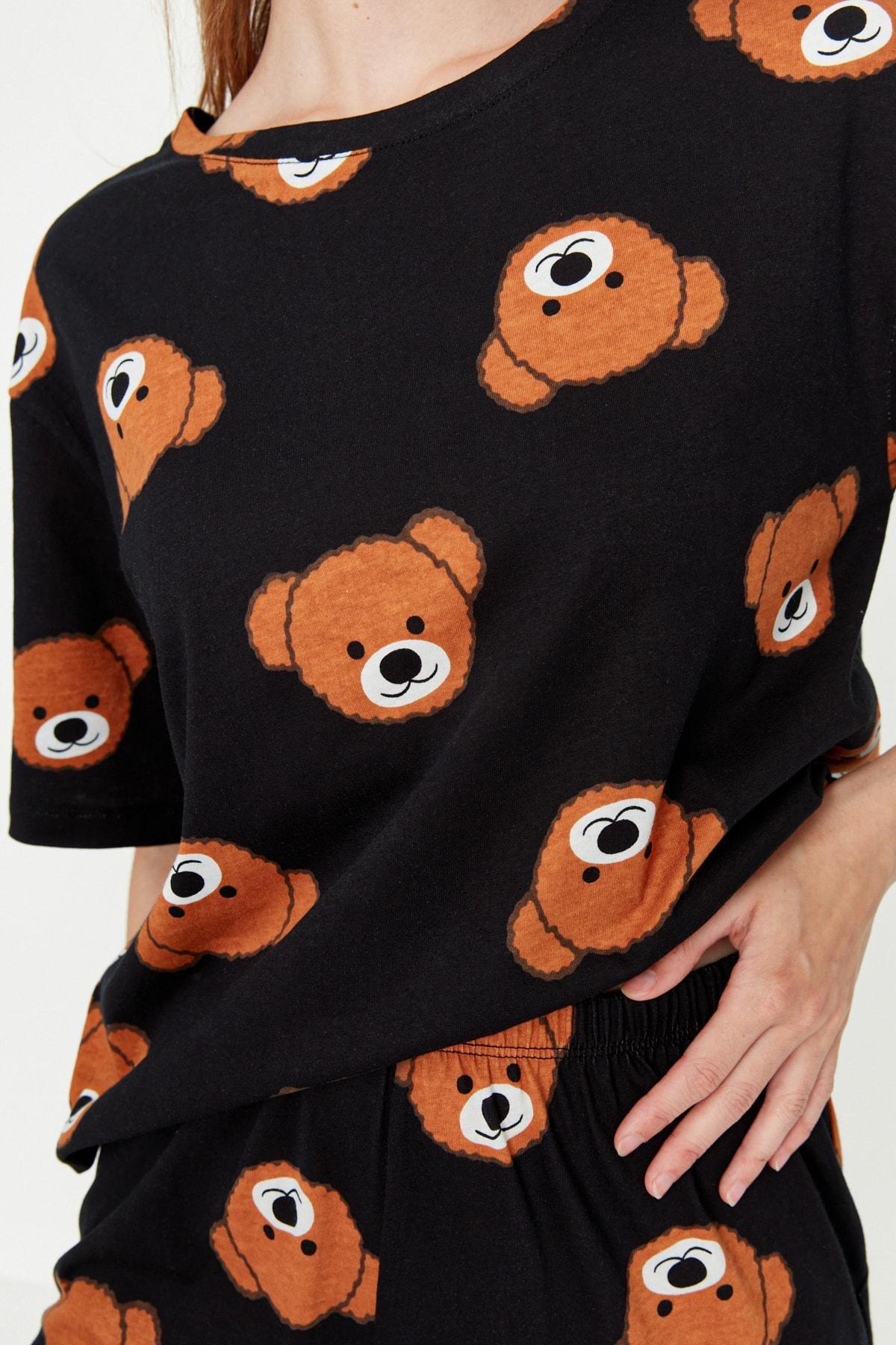 Black Printed Pyjama Set, , large image number 2