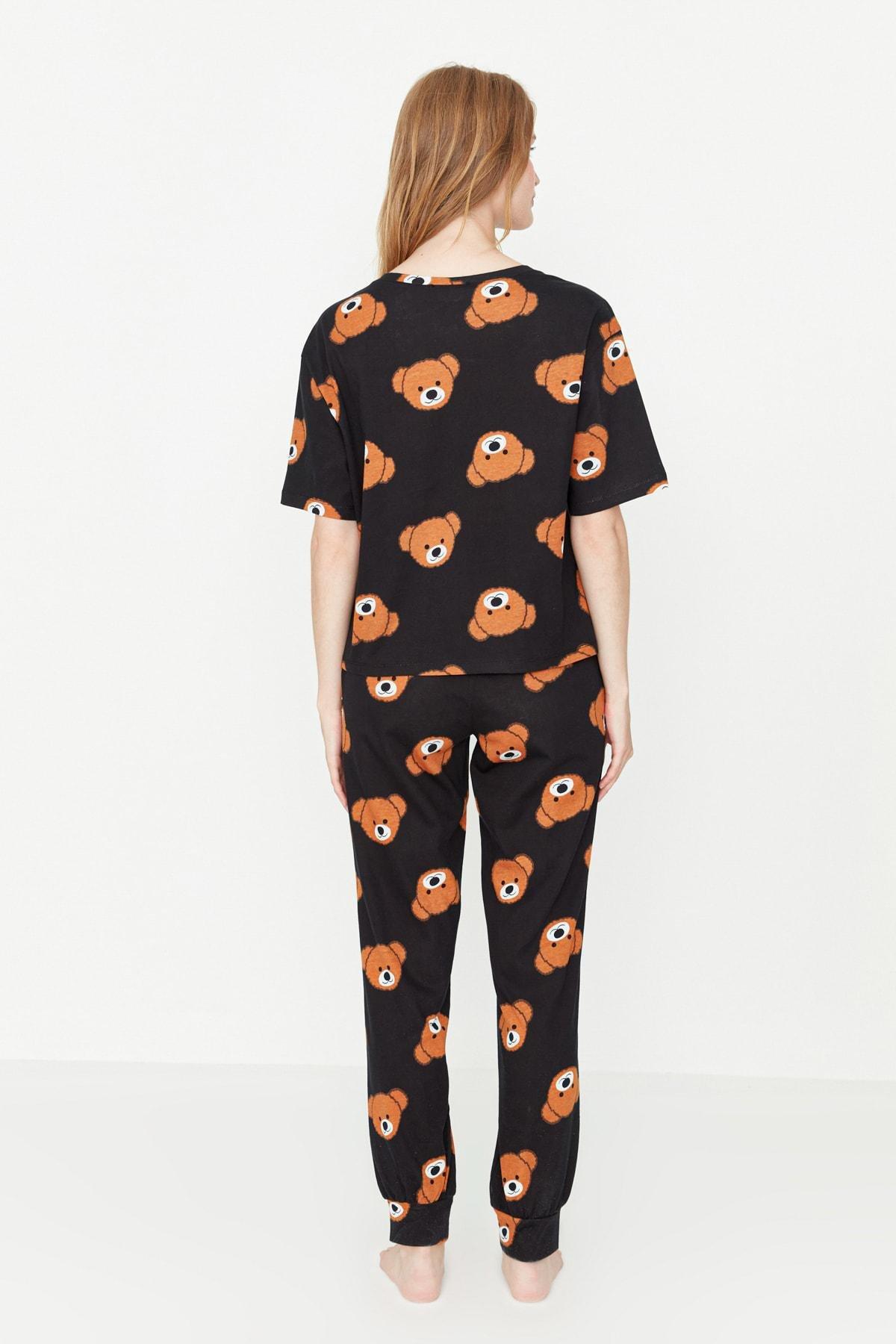 Black Printed Pyjama Set, , large image number 4